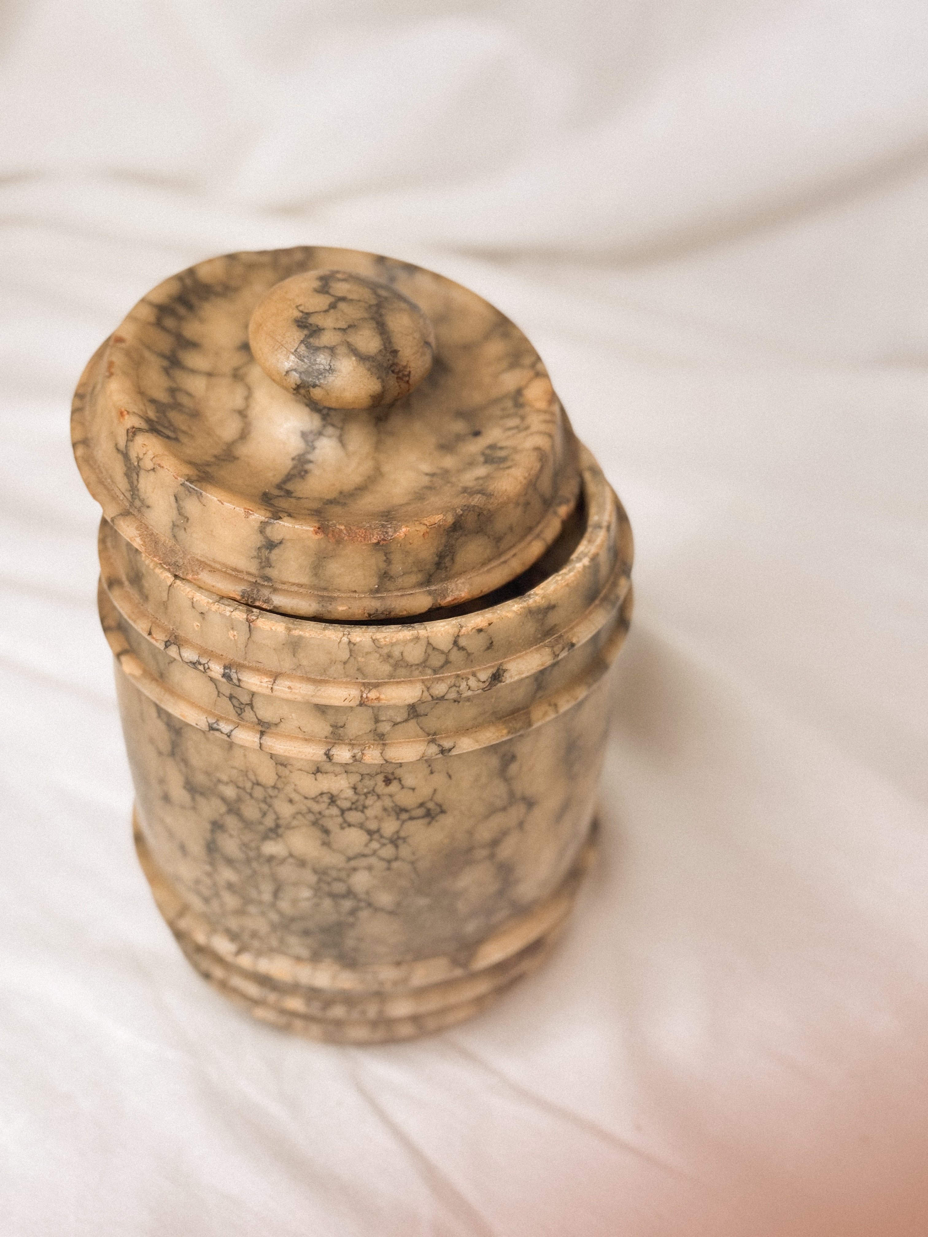 Antique Alabaster Tobacco Jar
