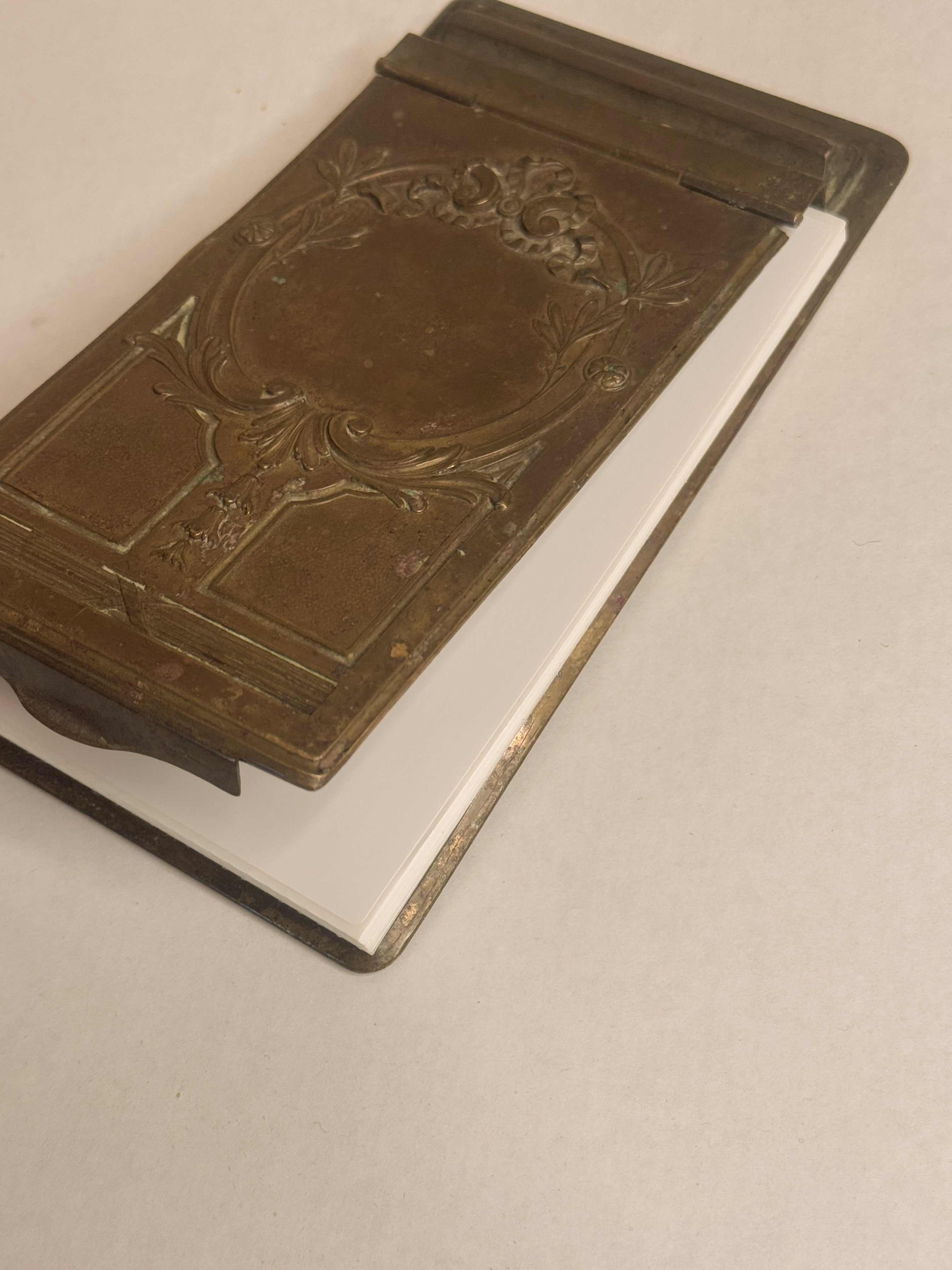 antique brass notepad case