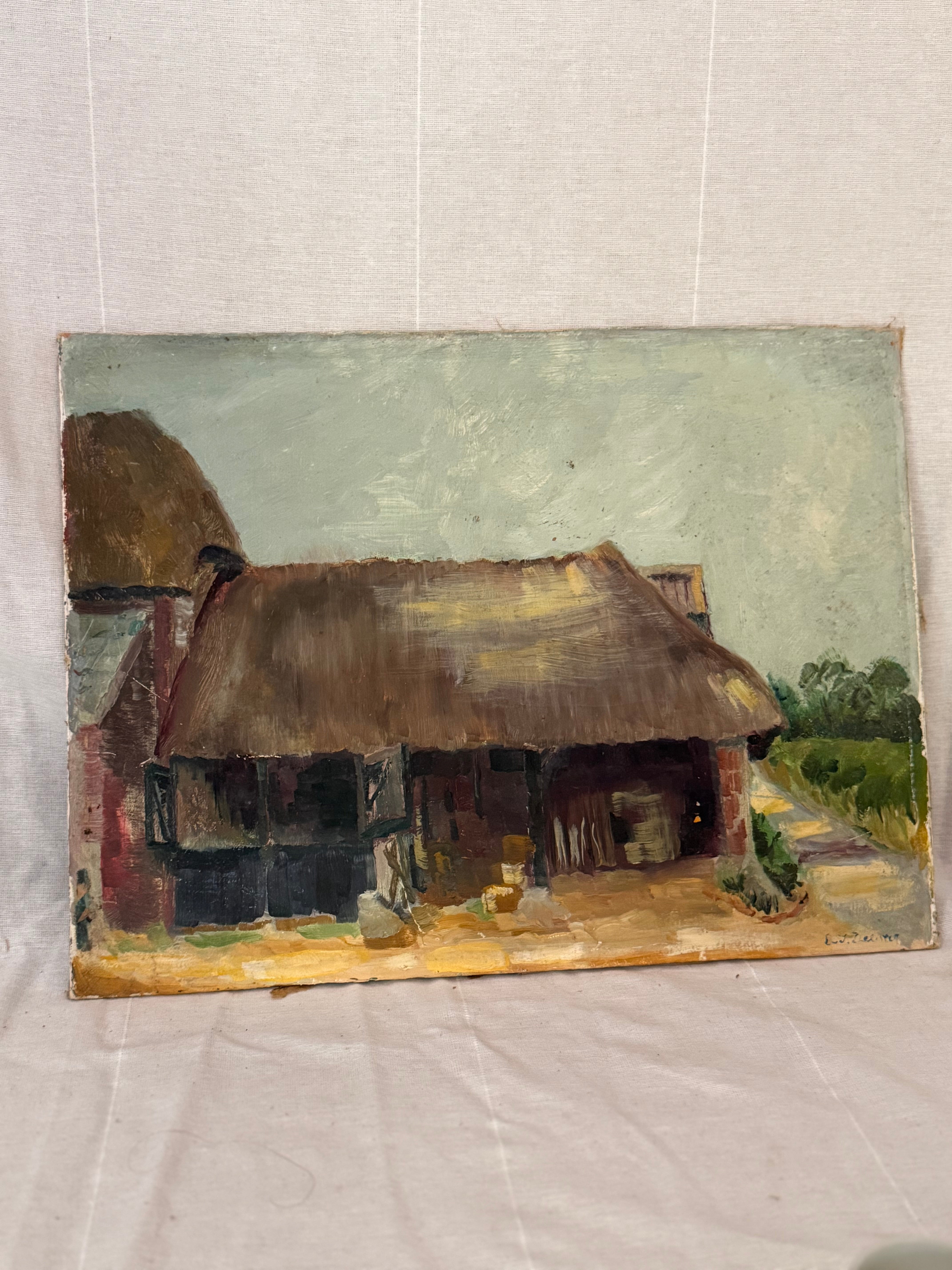 Antique signed oil on canvas on board