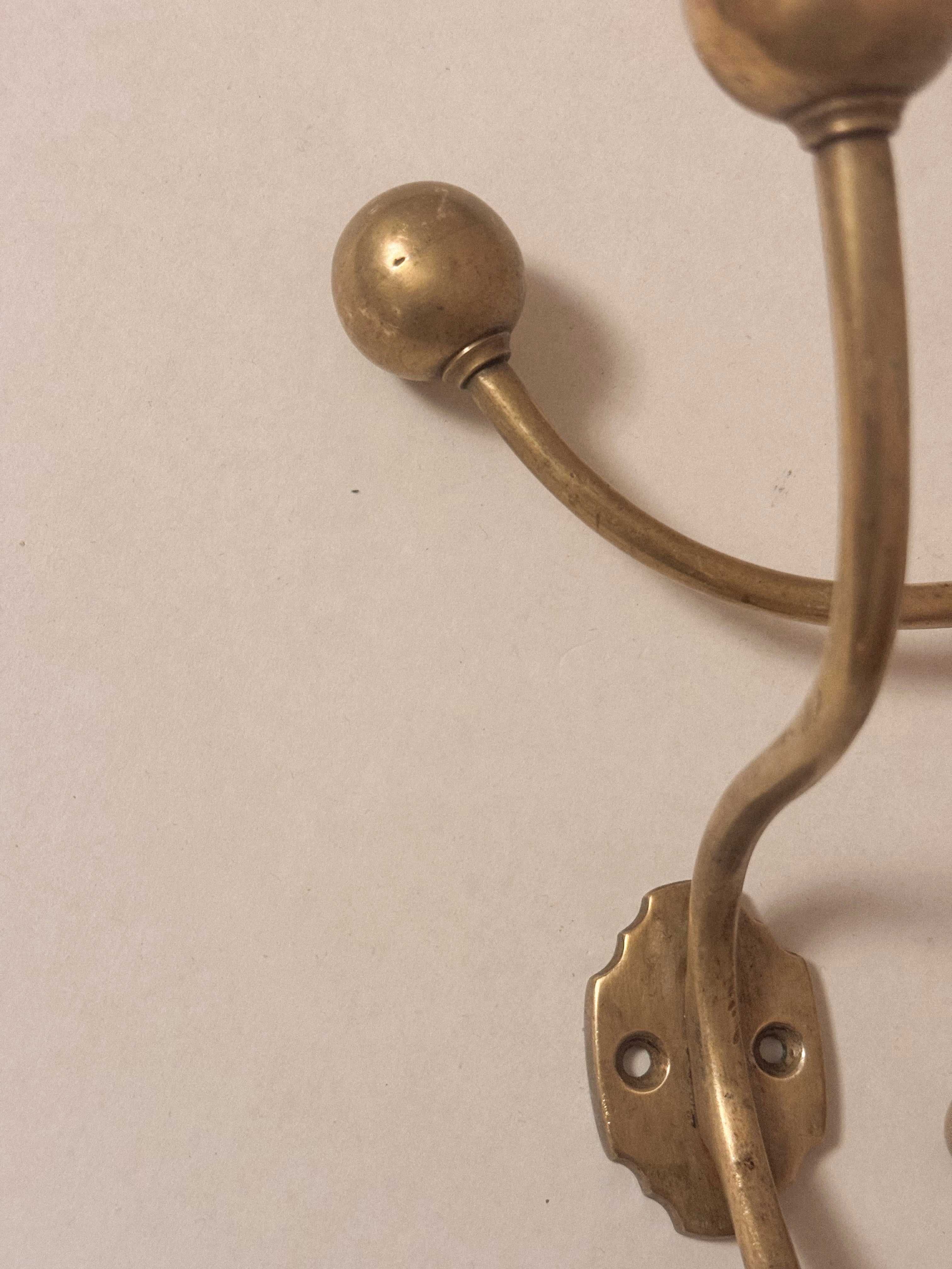 Set of 2 antique Louis Philippe brass coat hooks- 19th century
