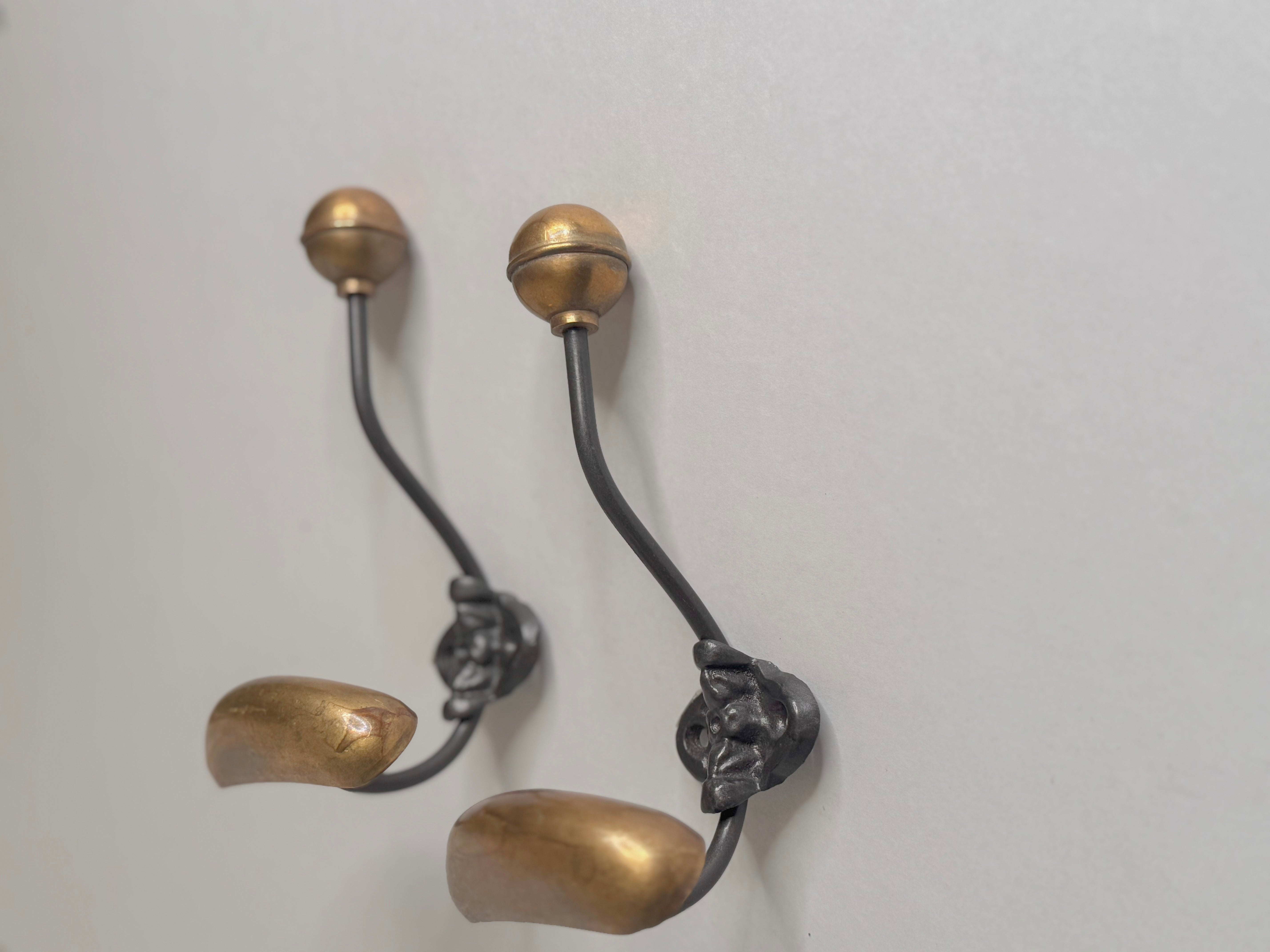 Antique Louis Philippe Brass and Iron Double Hooks