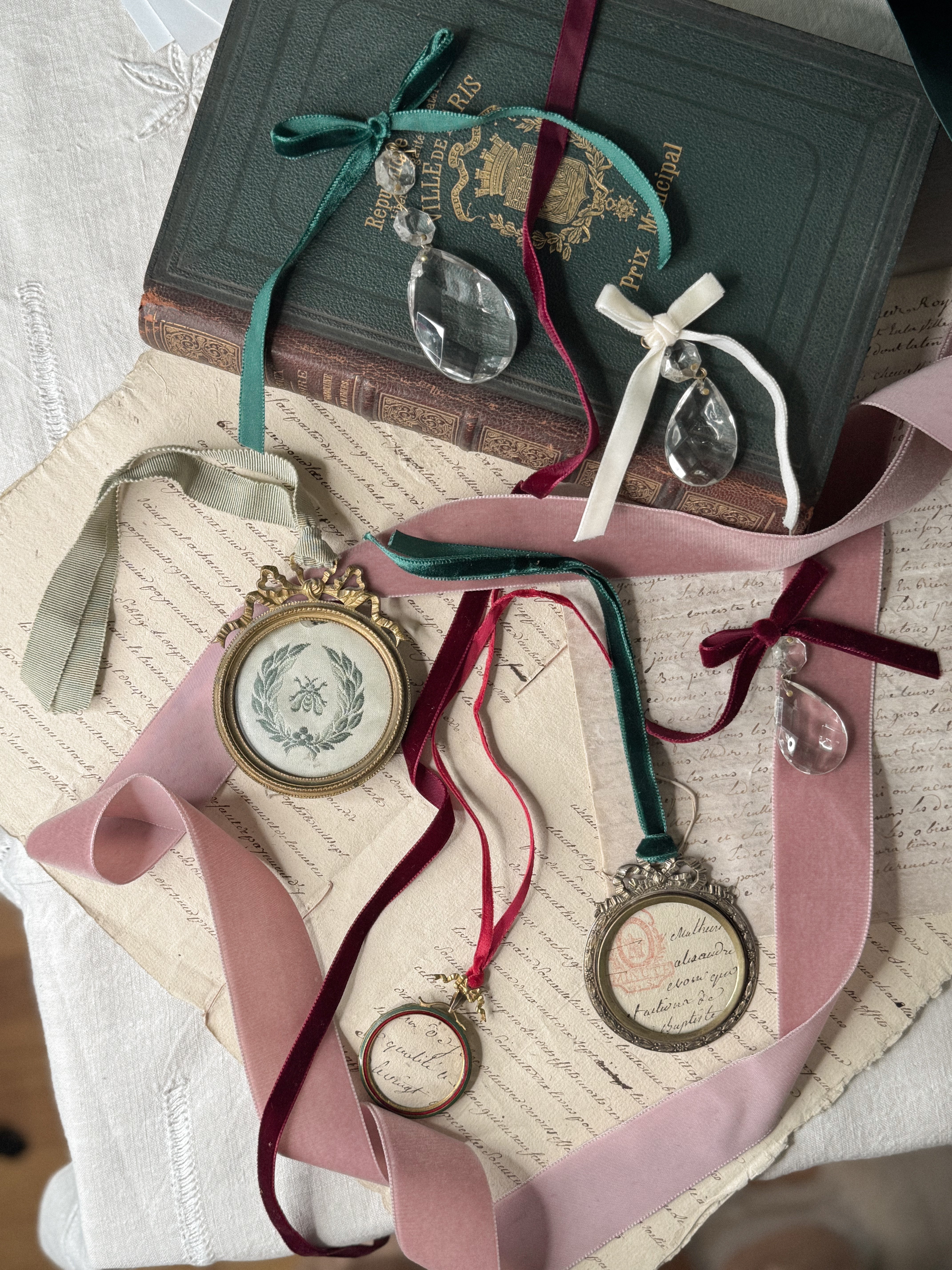 Antique French Painted Miniature Lapel Frame Ornament