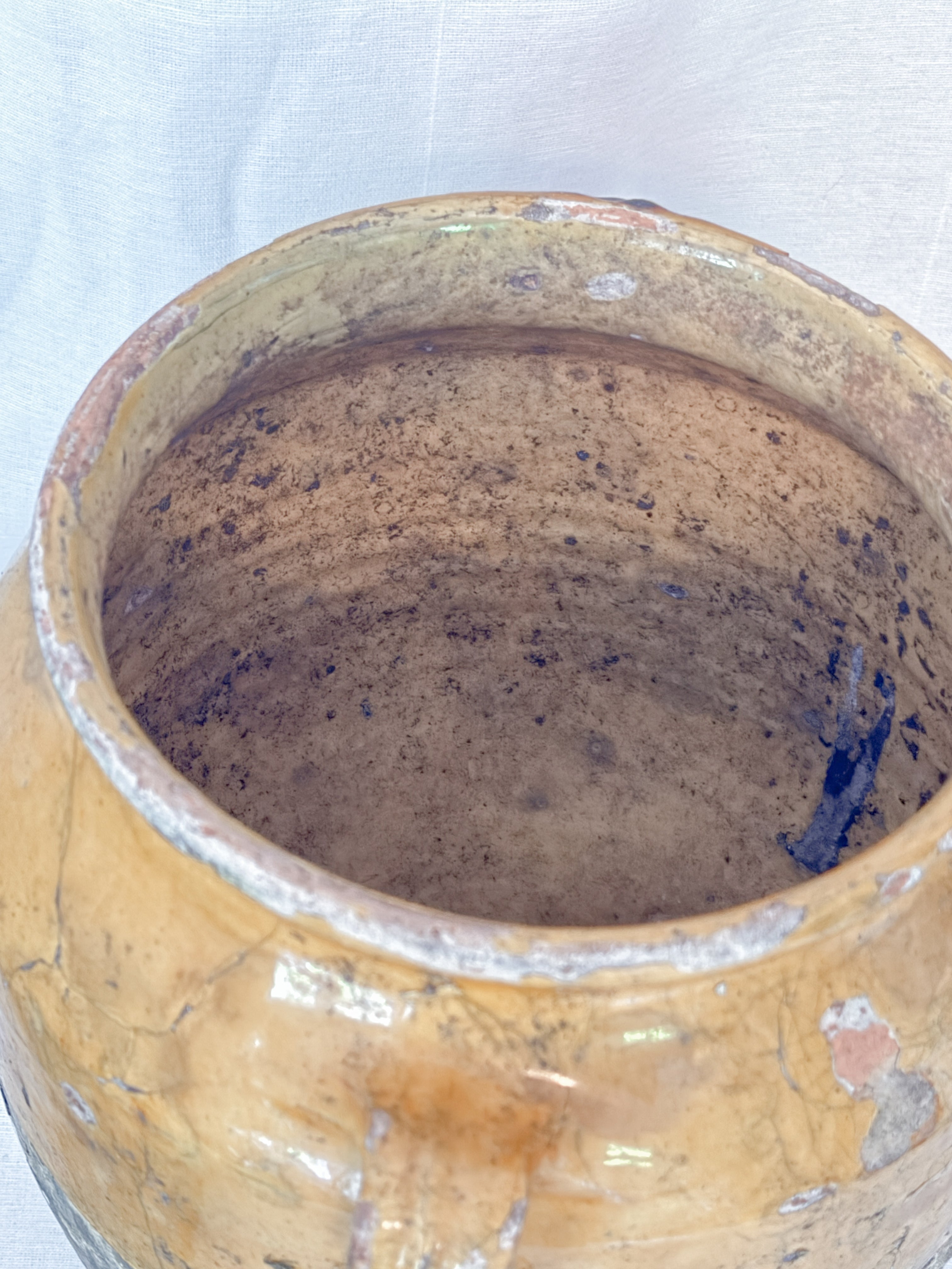 Large French Confit Pot, Yellow Glaze