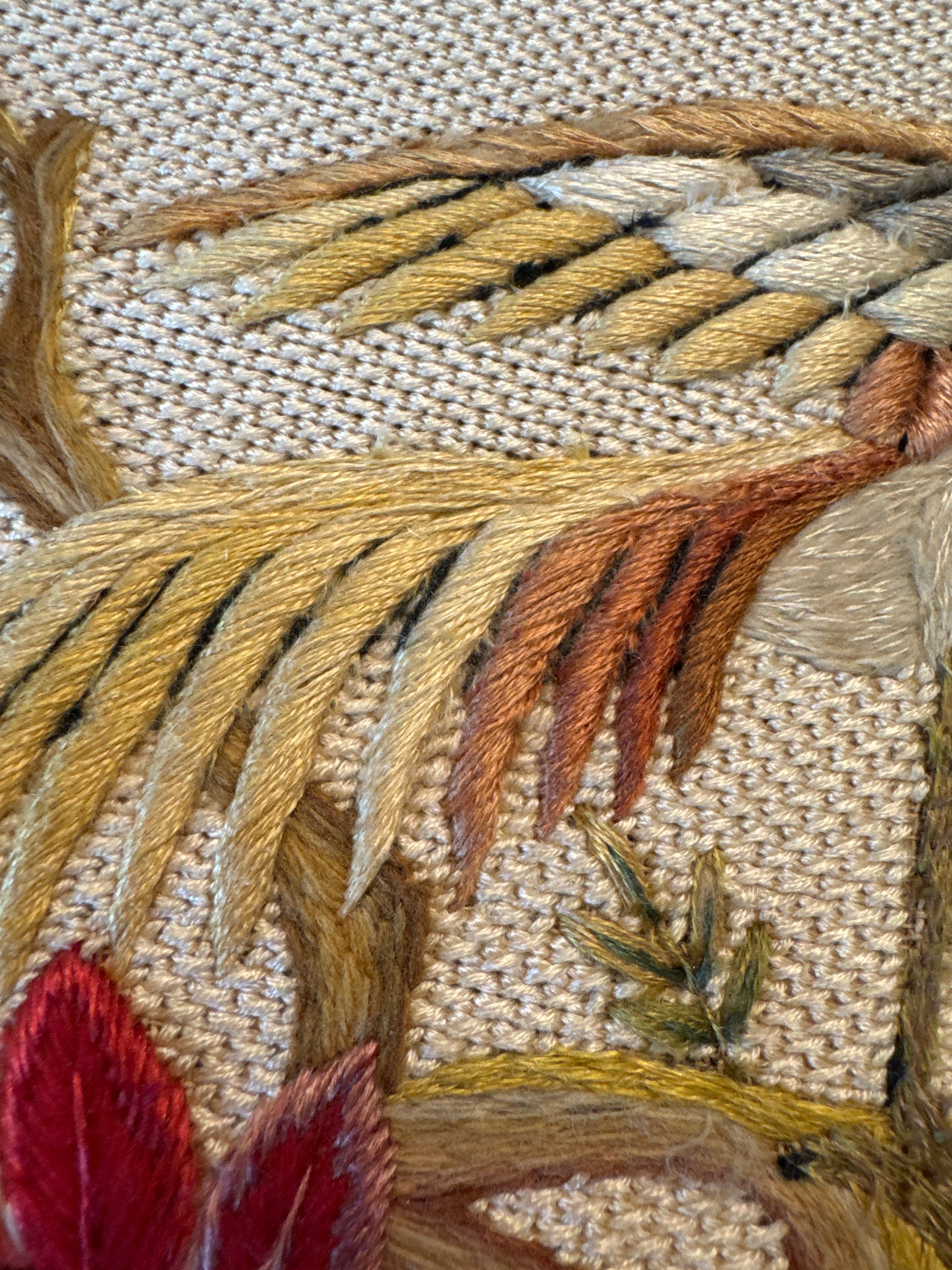 Antique Embroidered Firescreen Panel
