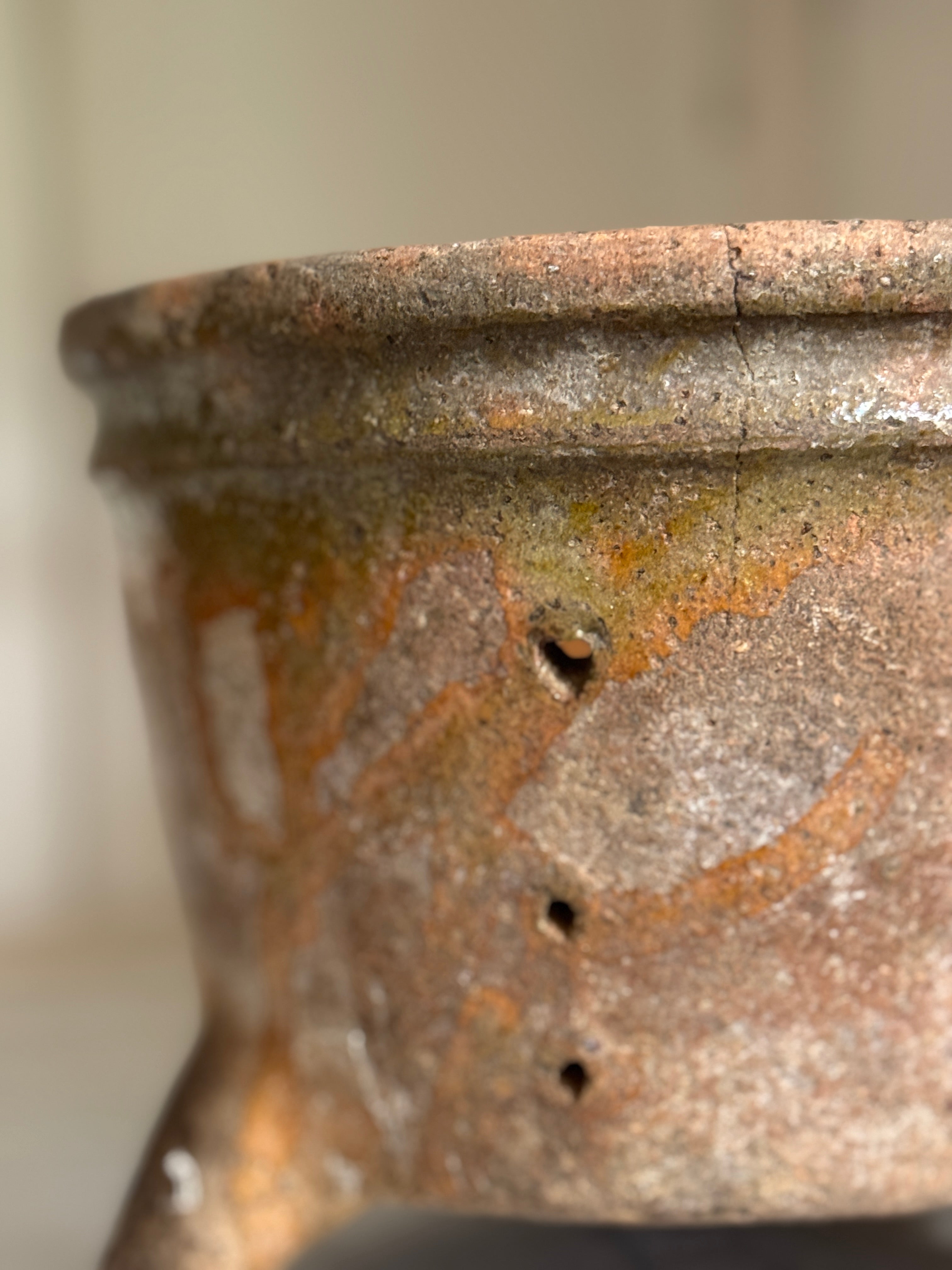 Antique French Terracotta Faisselle on Legs