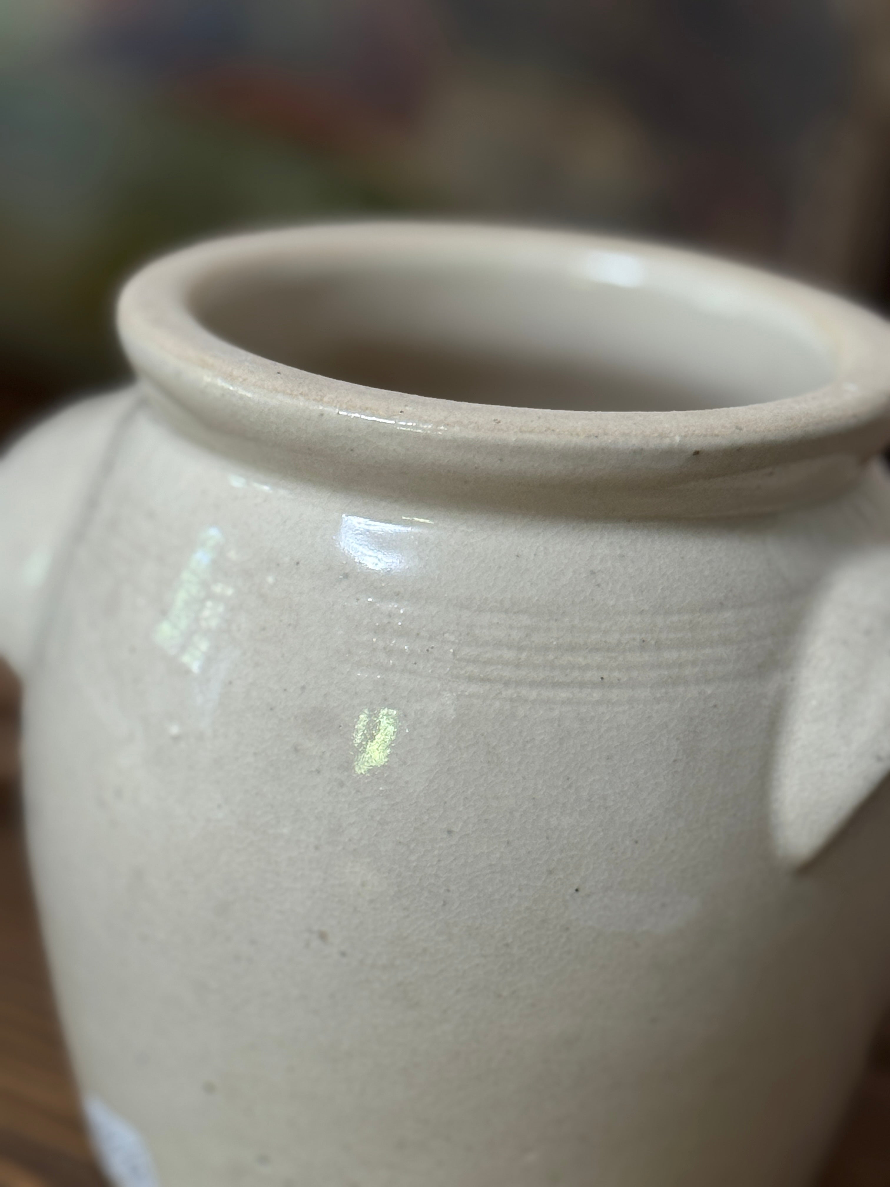 Antique French Confit Pot with Ear Handles, Small