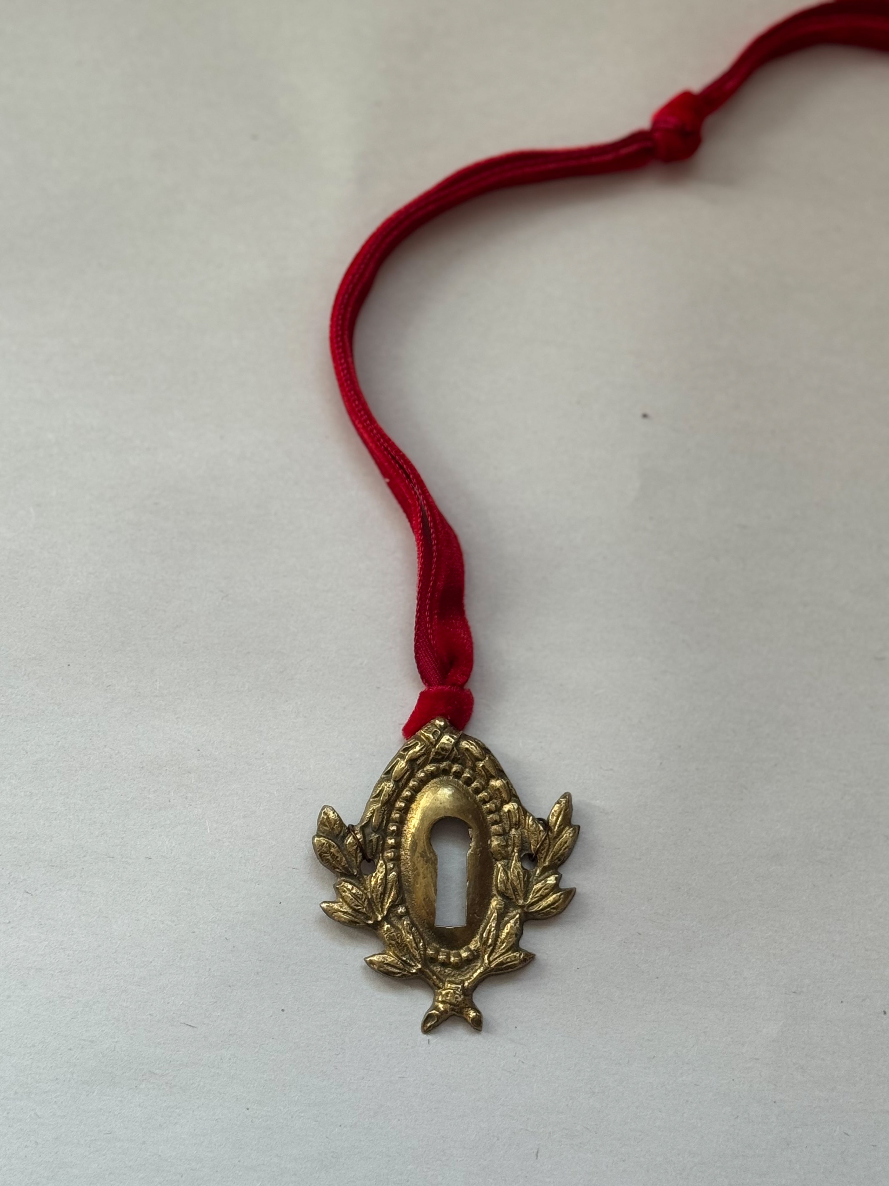 H: Antique French Escutcheon/Salvage Ornament on Antique Ribbon — Paris