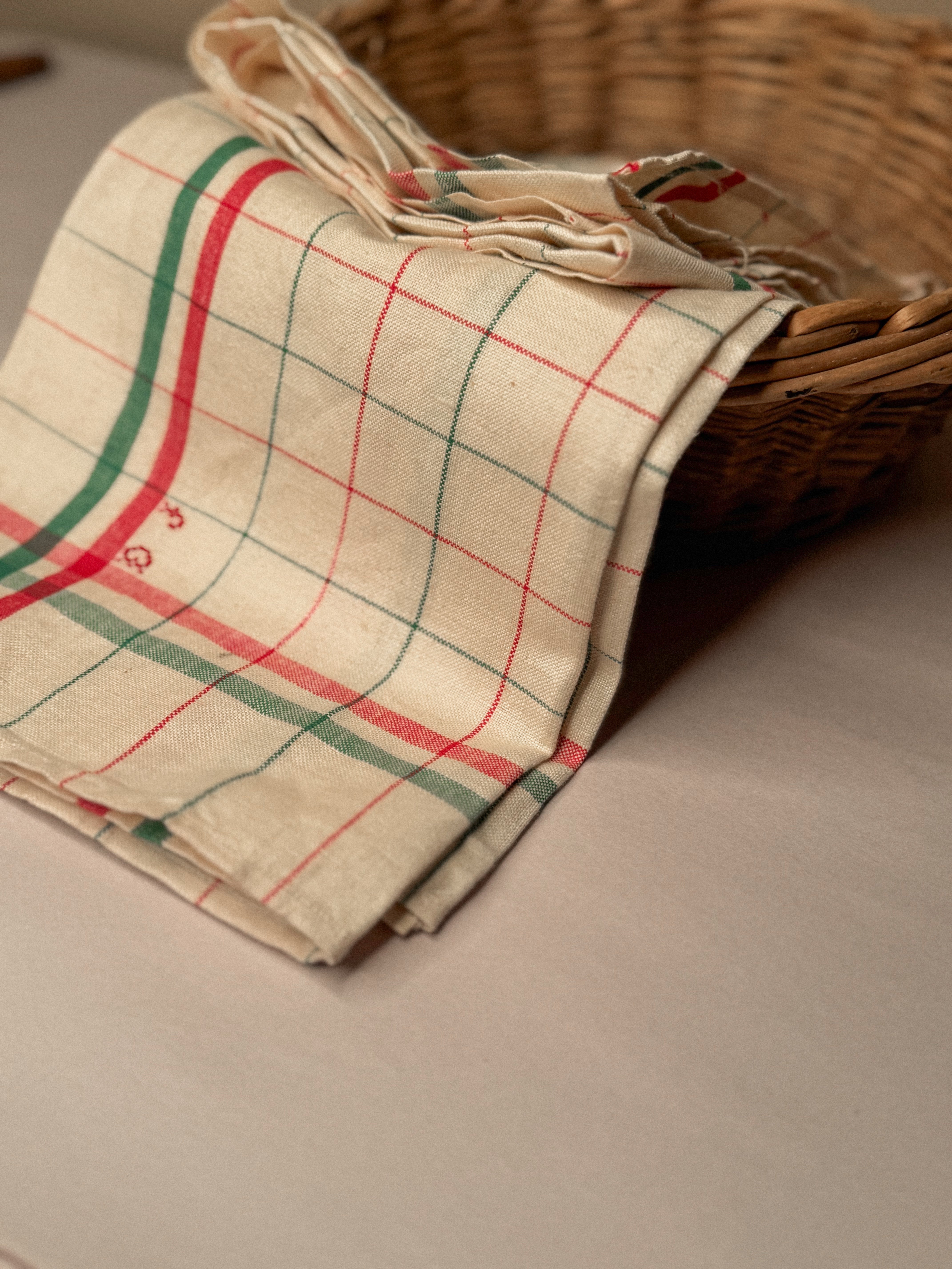 Vintage French Monogrammed Torchon (Set of 2), Circa 1940s