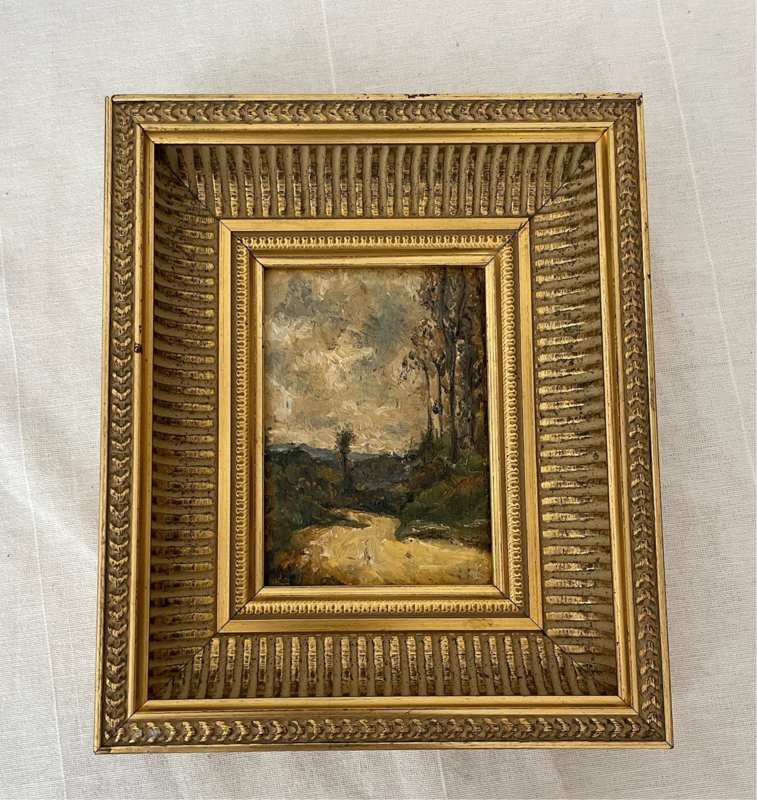 Antique Petite Plein-Air Landscape, oil on wood panel