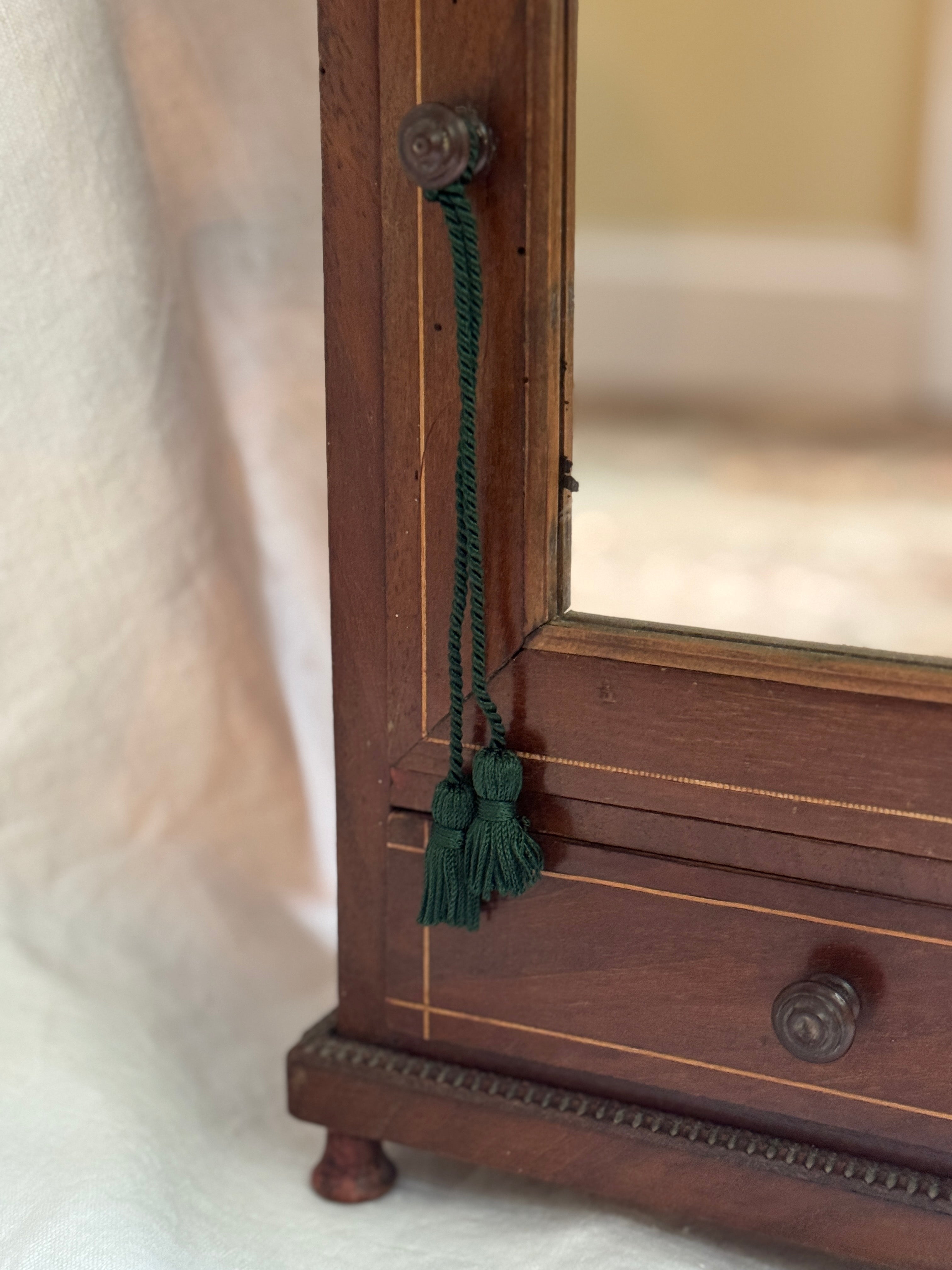 Antique French Miniature Marquetry Wardrobe with Marble Top