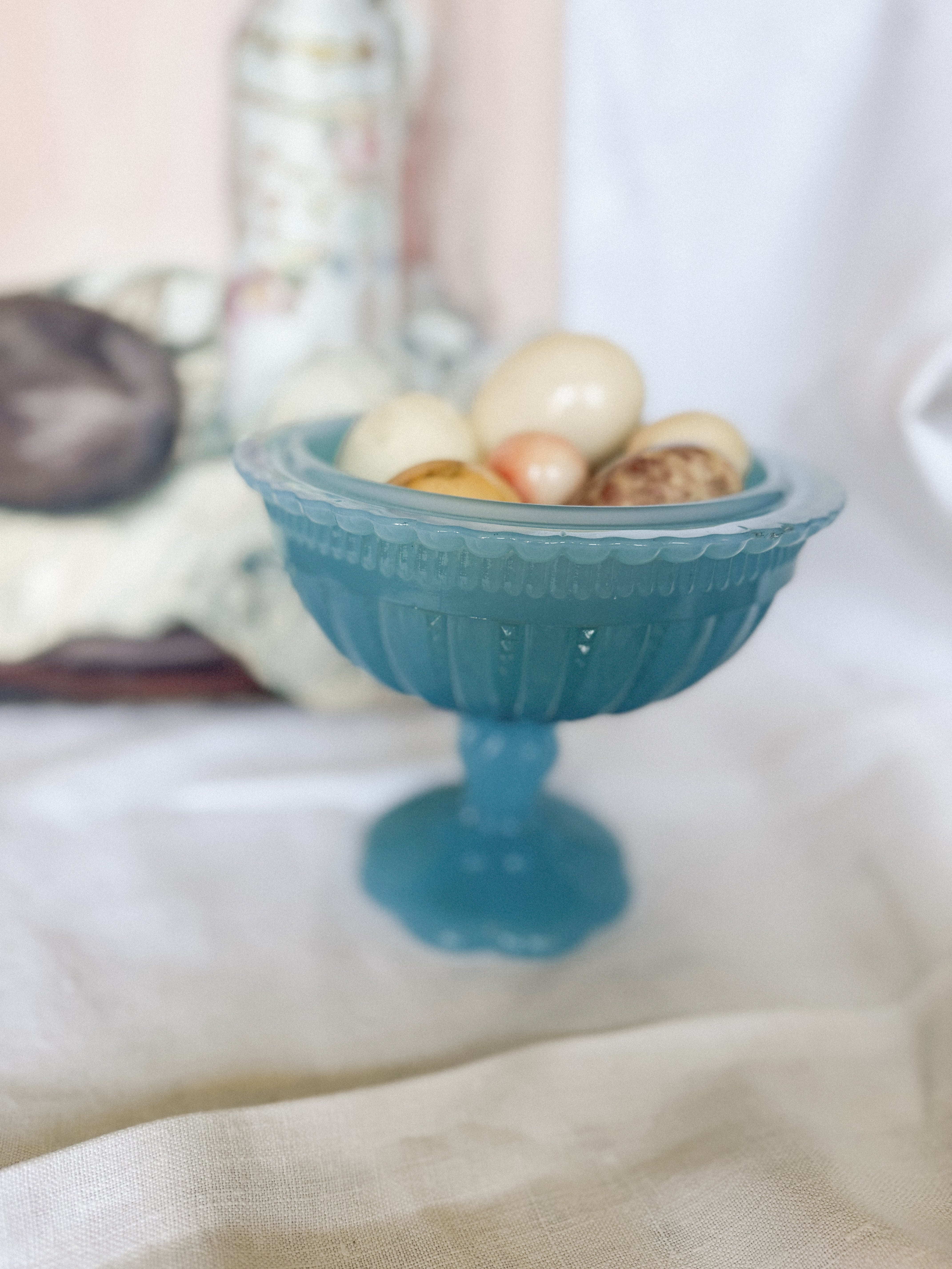 Antique pressed opaline glass compote