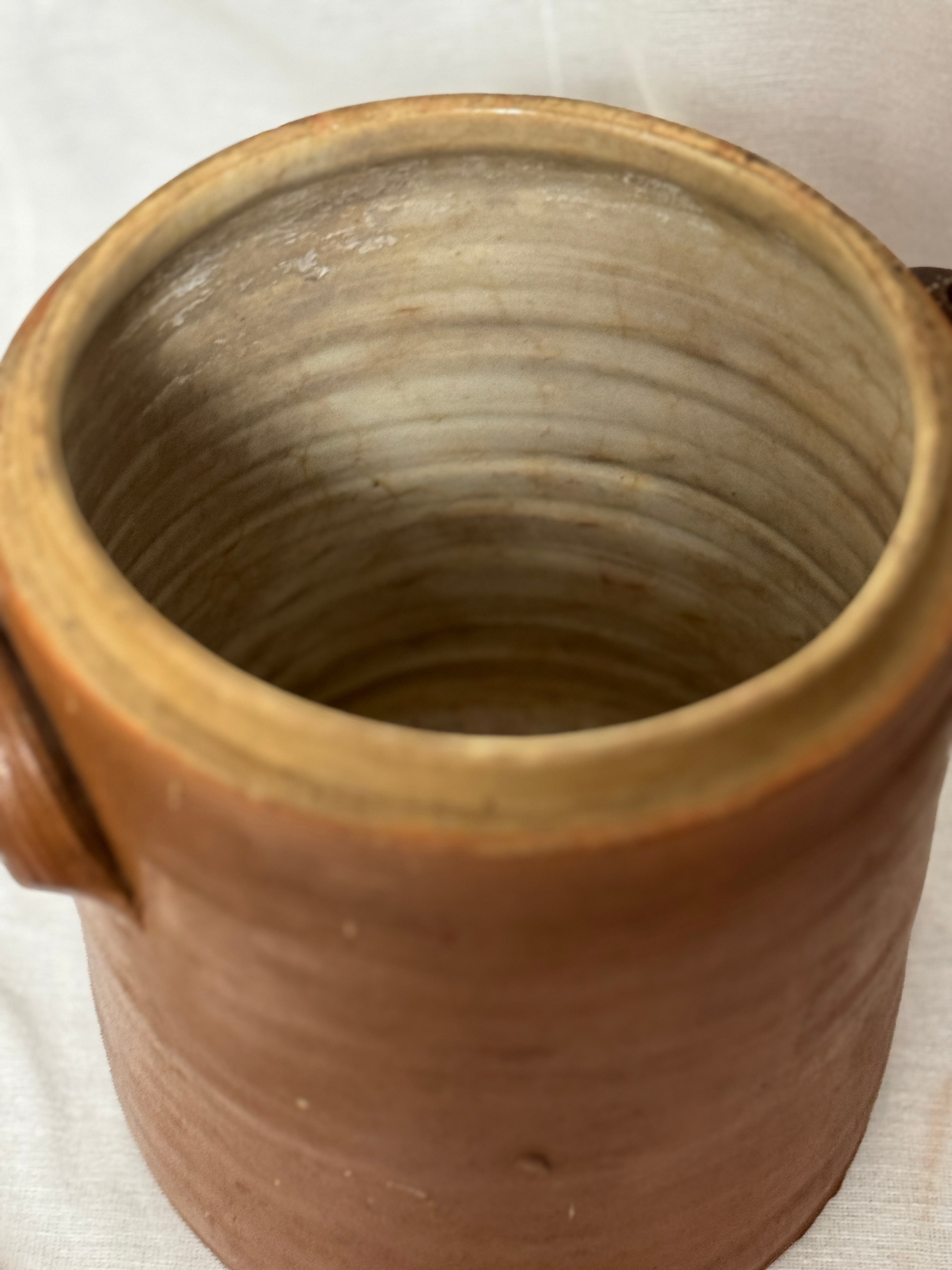 Antique French Confit Pot with Ear Handles, Large