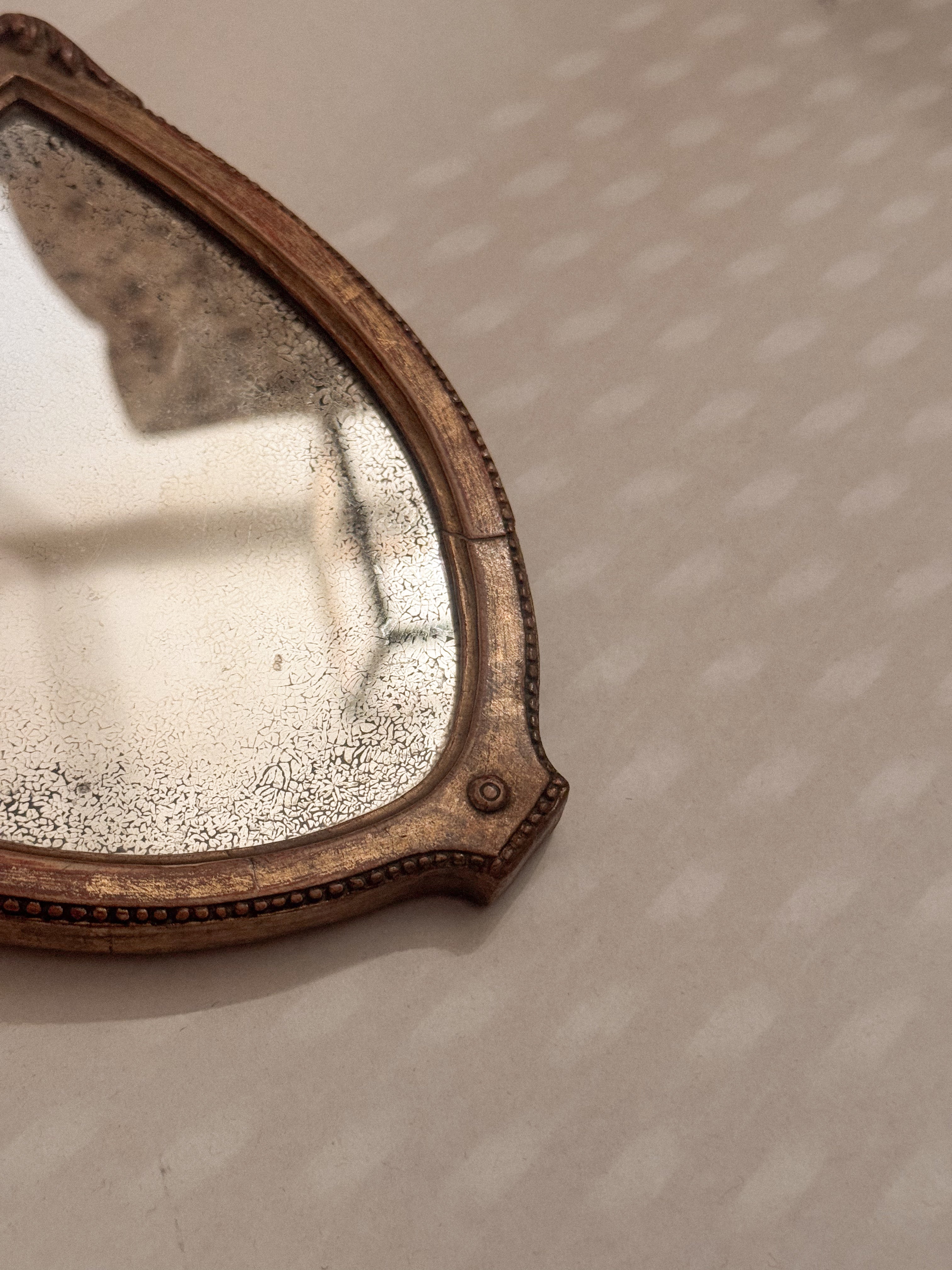 Antique Louis XVI-Style Shield Mirror with Mercury Glass
