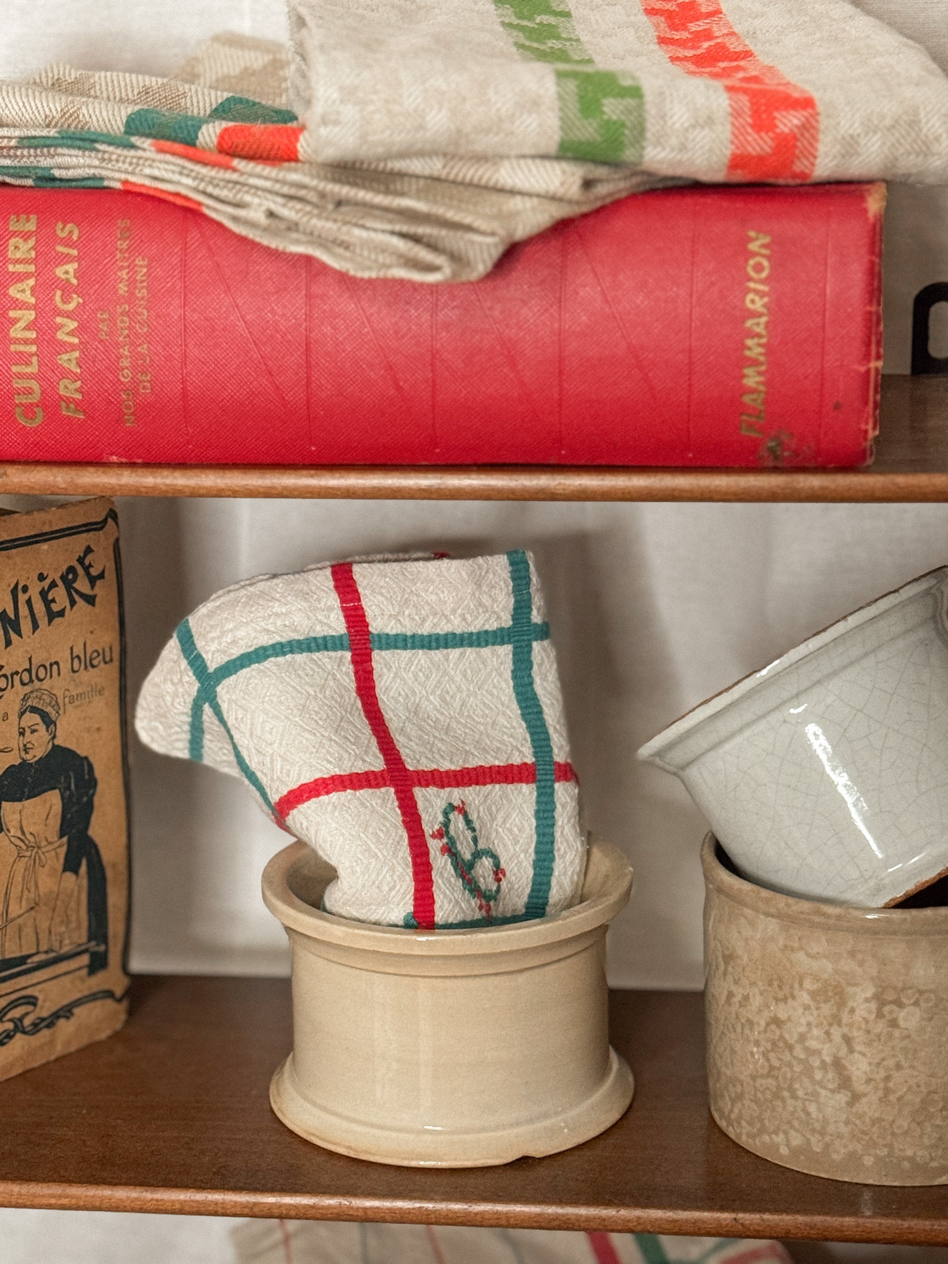 French Linen Tea Towel, Circa 1940s