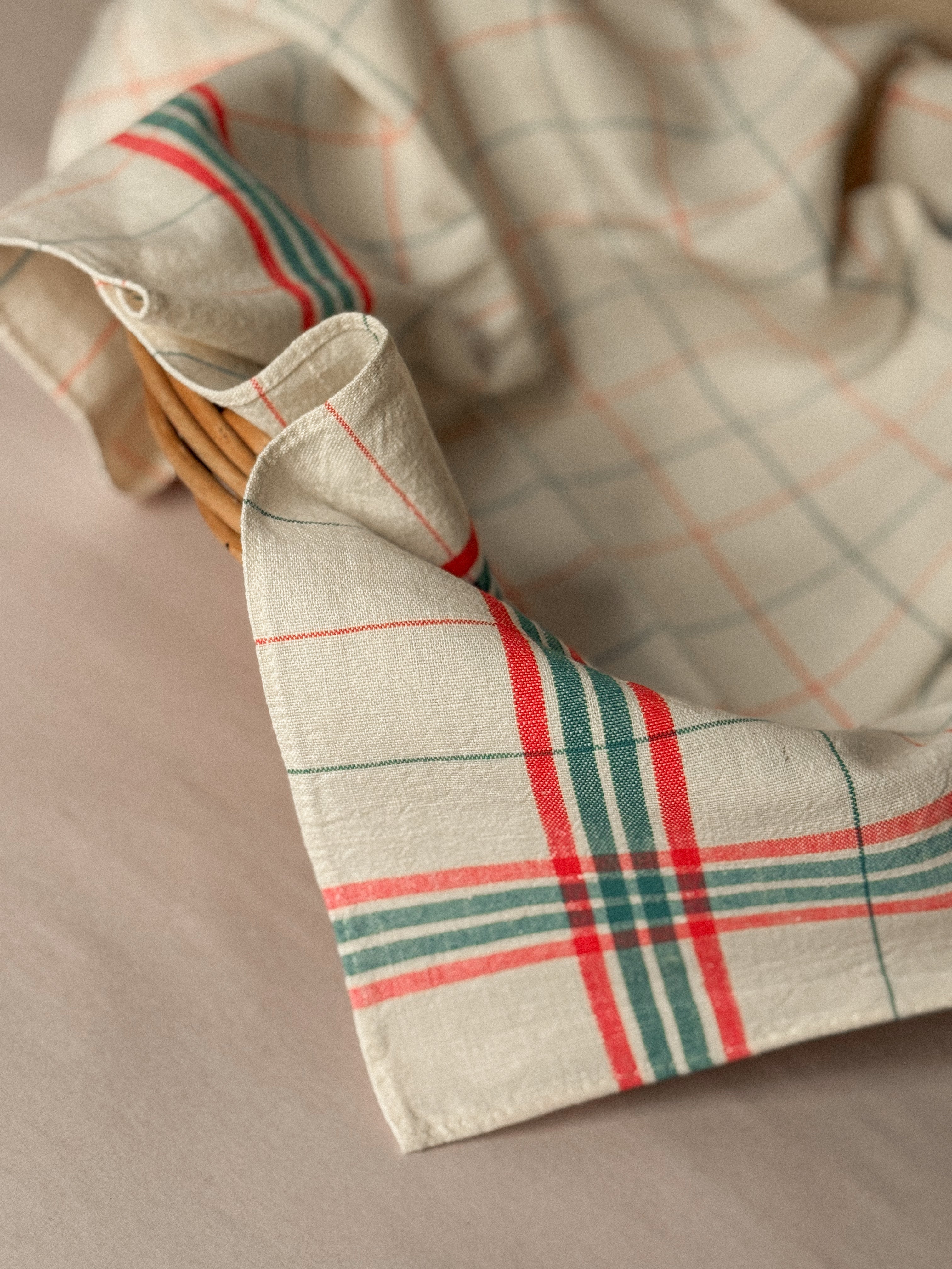 Set of 2 French Linen Torchons, Circa 1940s