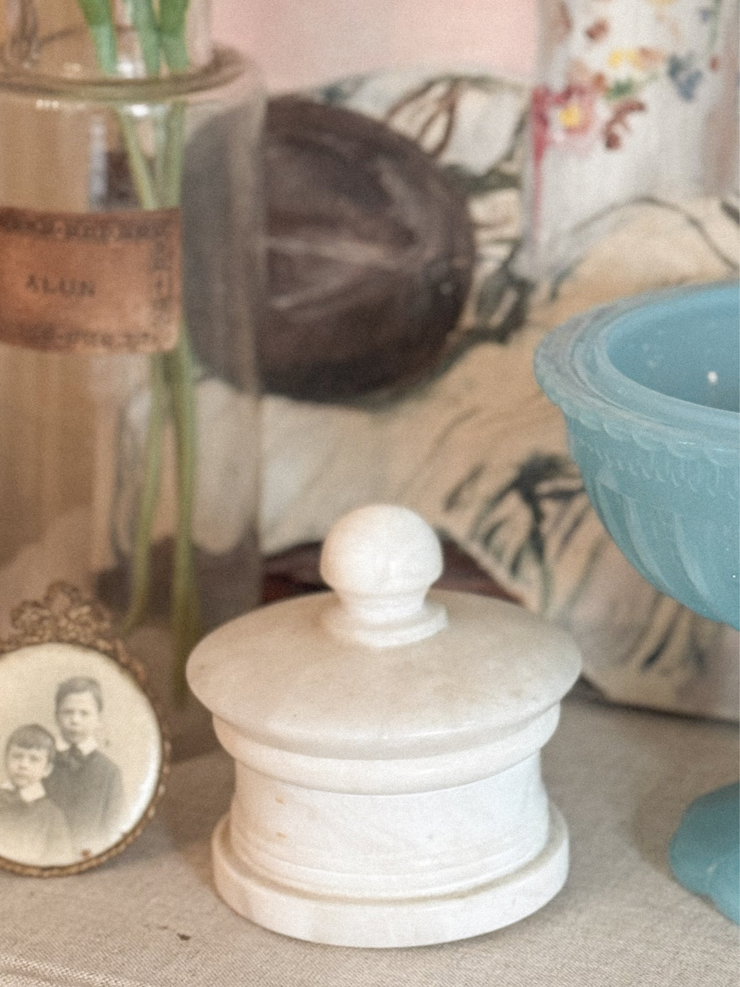Antique Alabaster Storage Jar