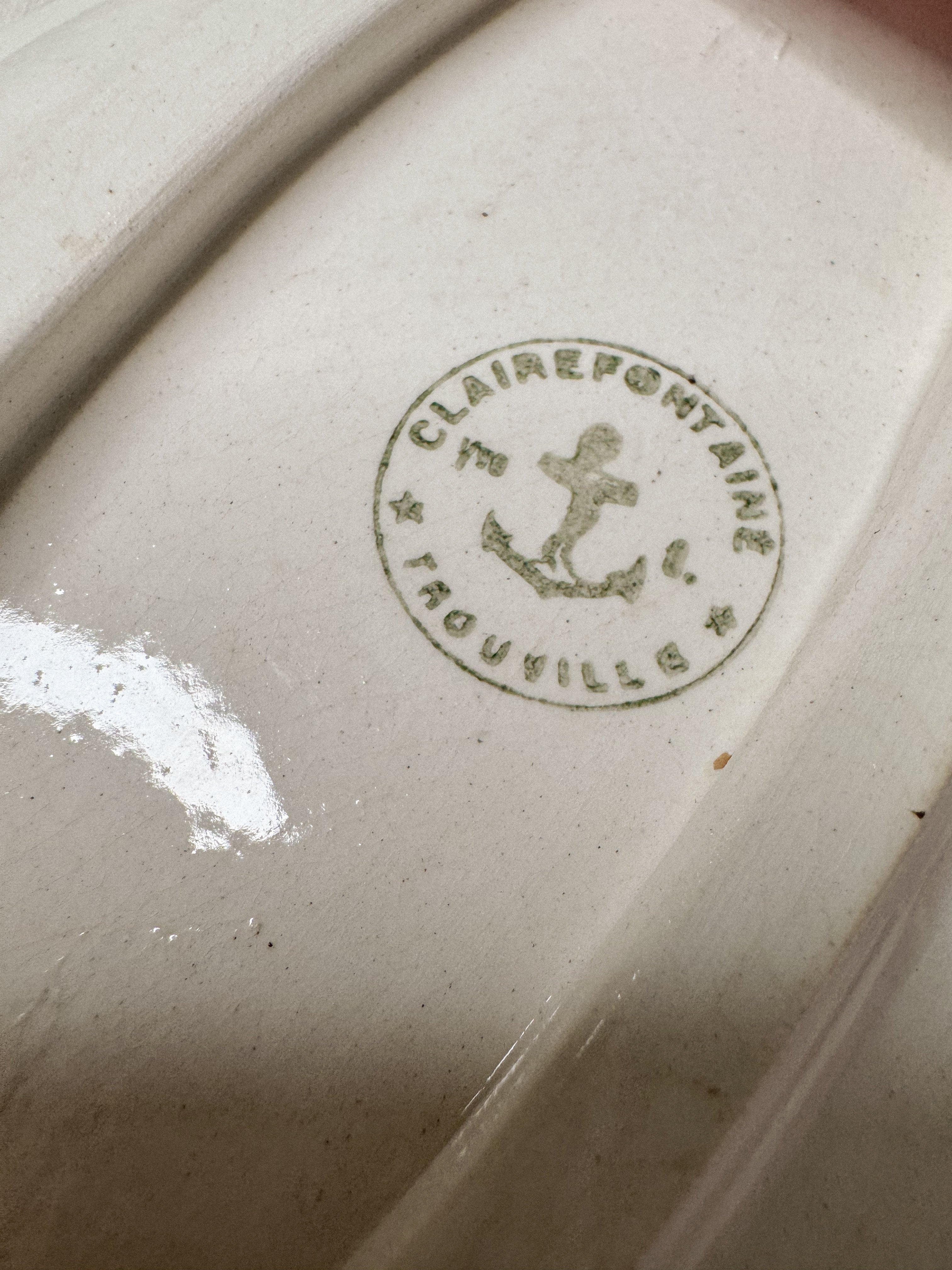 Green Transferware Ravier