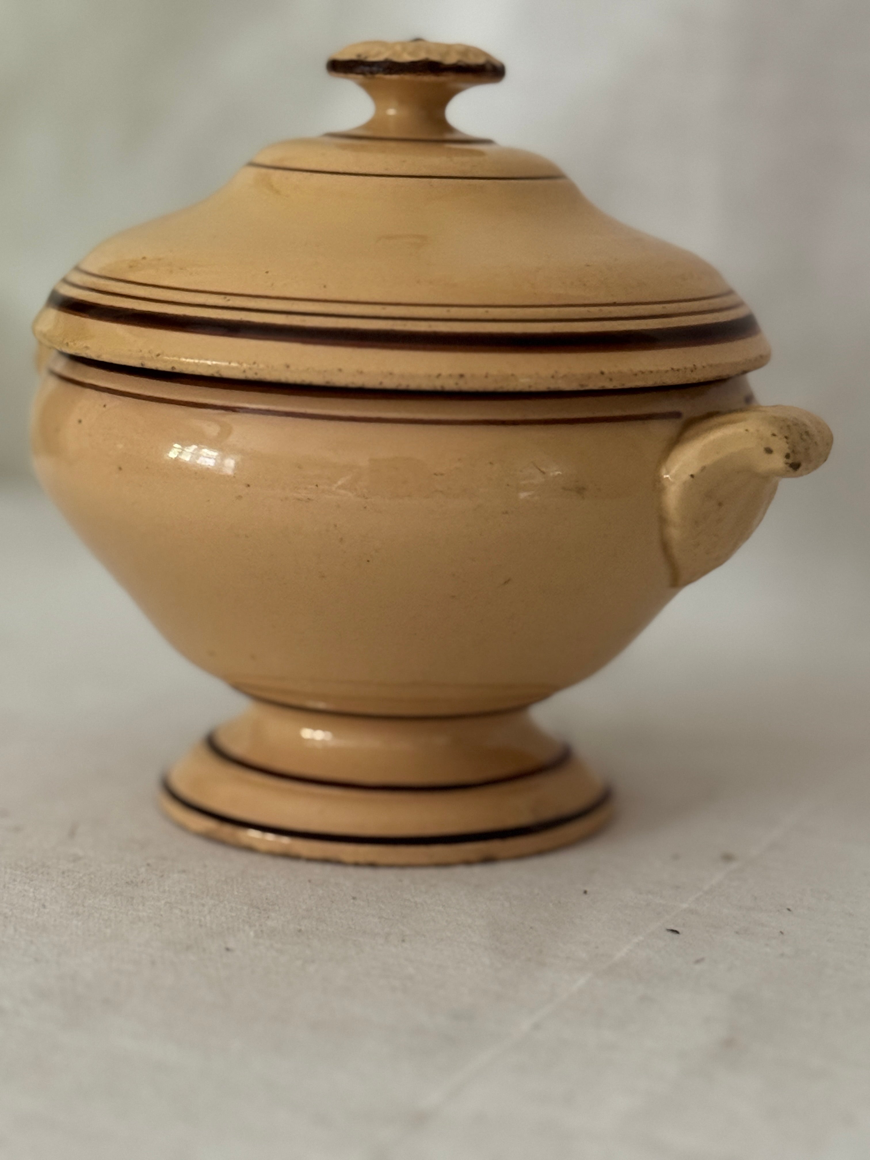 Antique French Yellow Ware Lidded Tureen, 19th c.