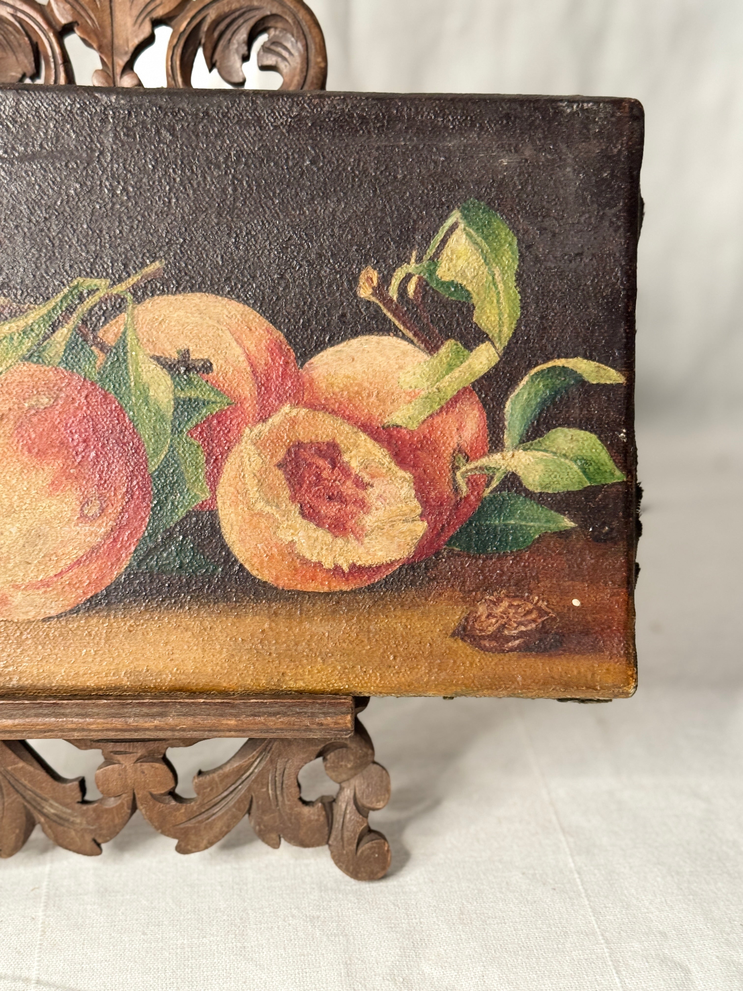 Antique French Still Life with Peaches, signed J. Pagès, late 19th / early 20th c.