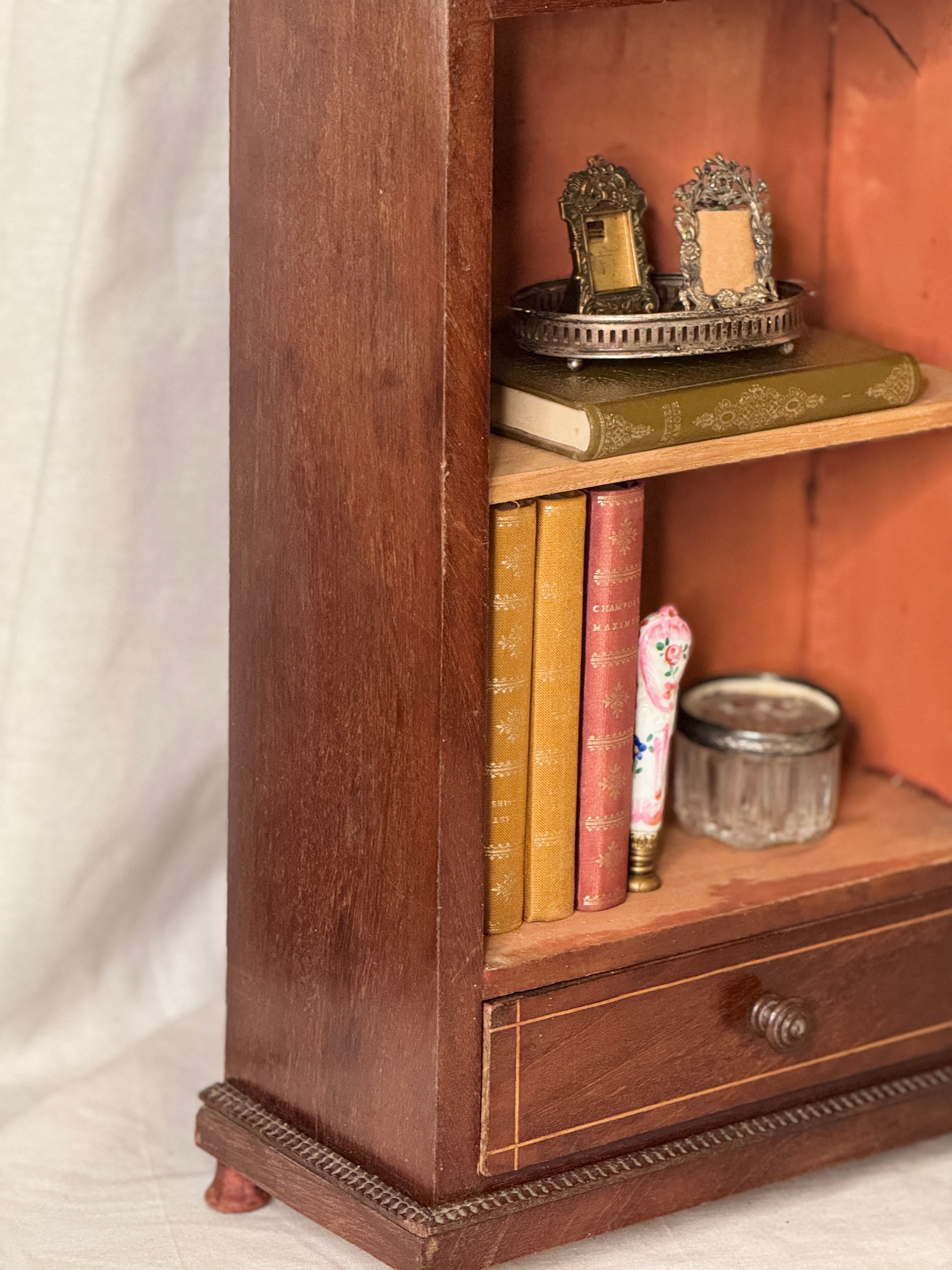 Antique French Miniature Marquetry Wardrobe with Marble Top