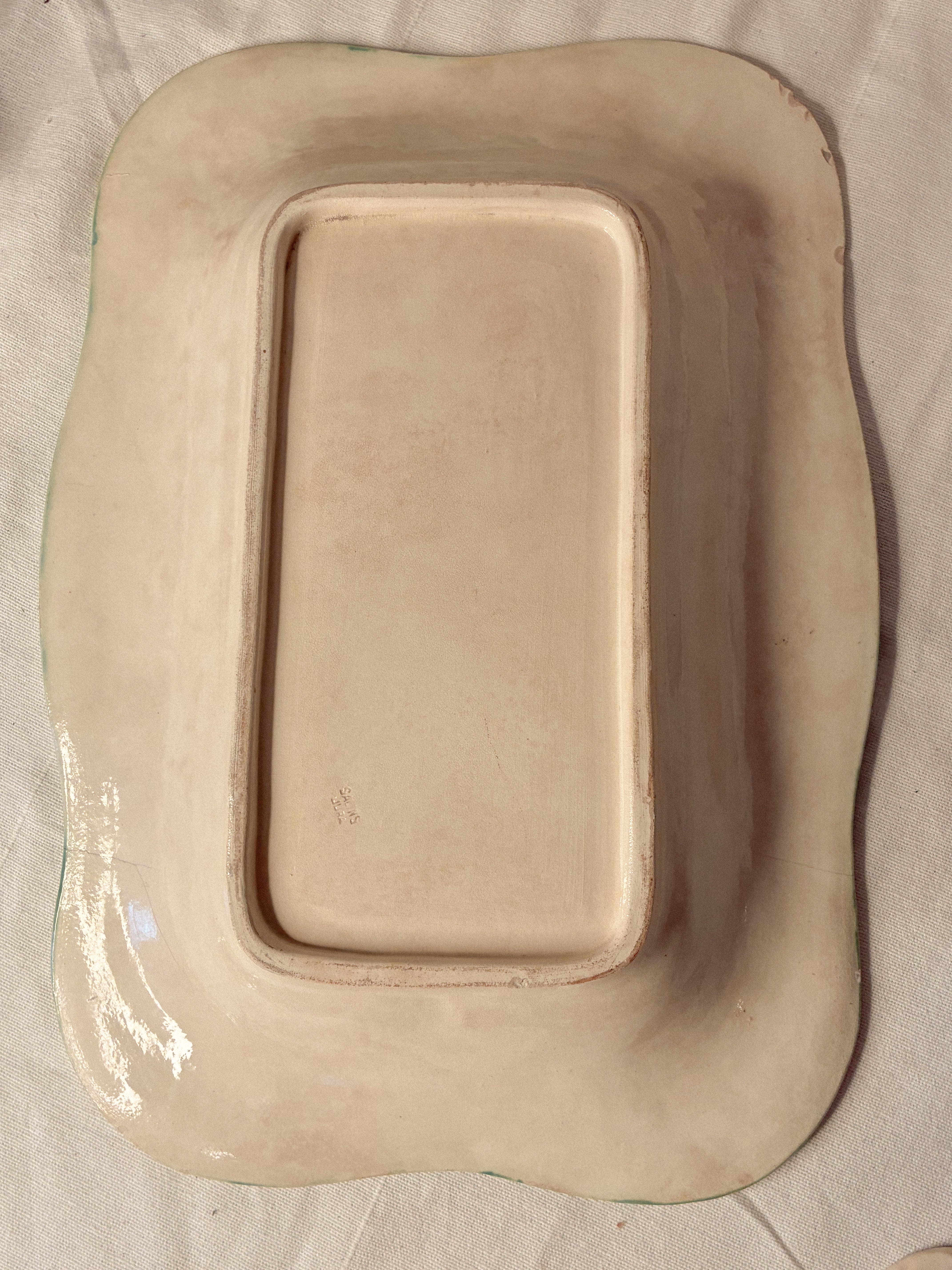 Antique French Majolica Asparagus Dish