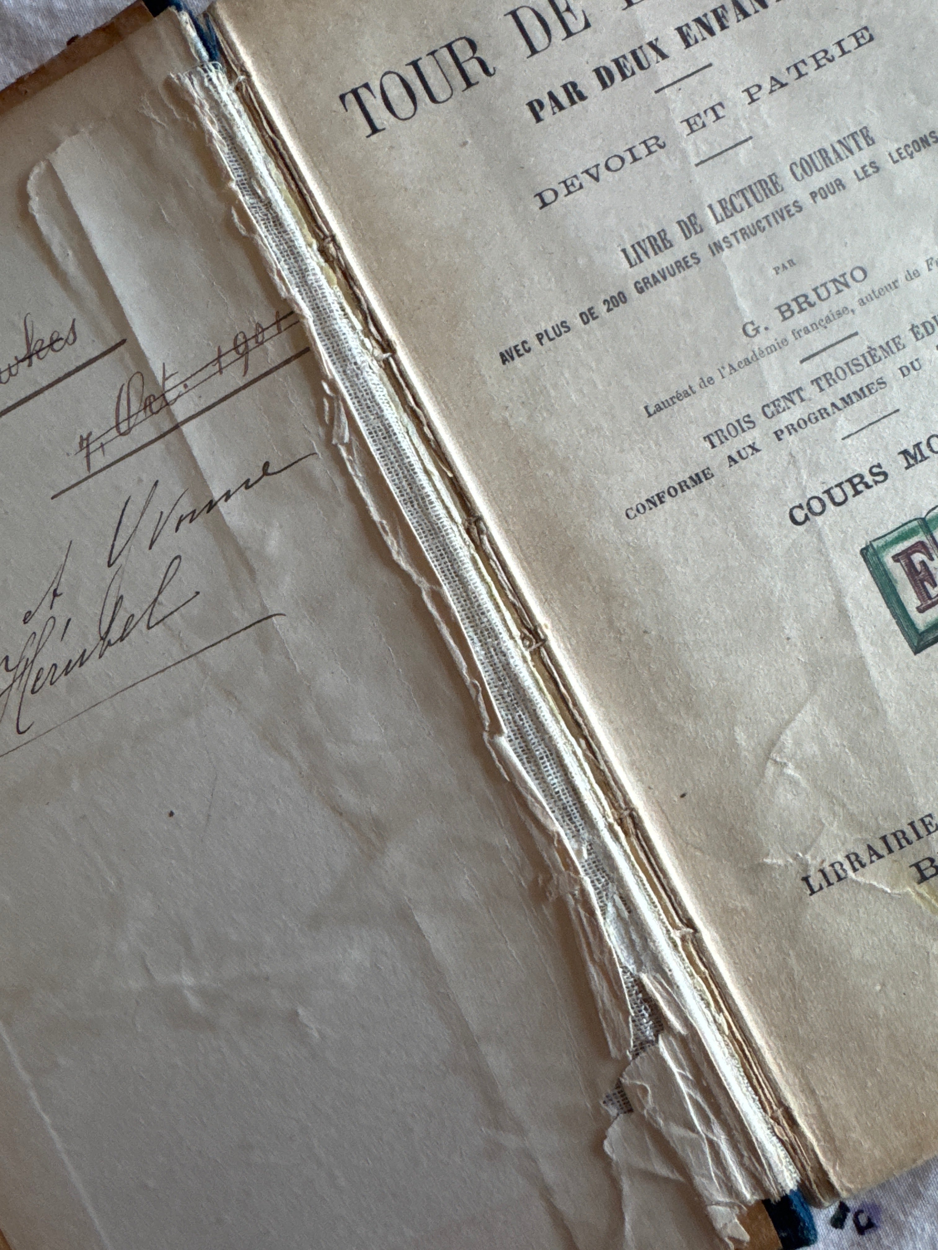 Set of Three Tonal Antique French Educational Books