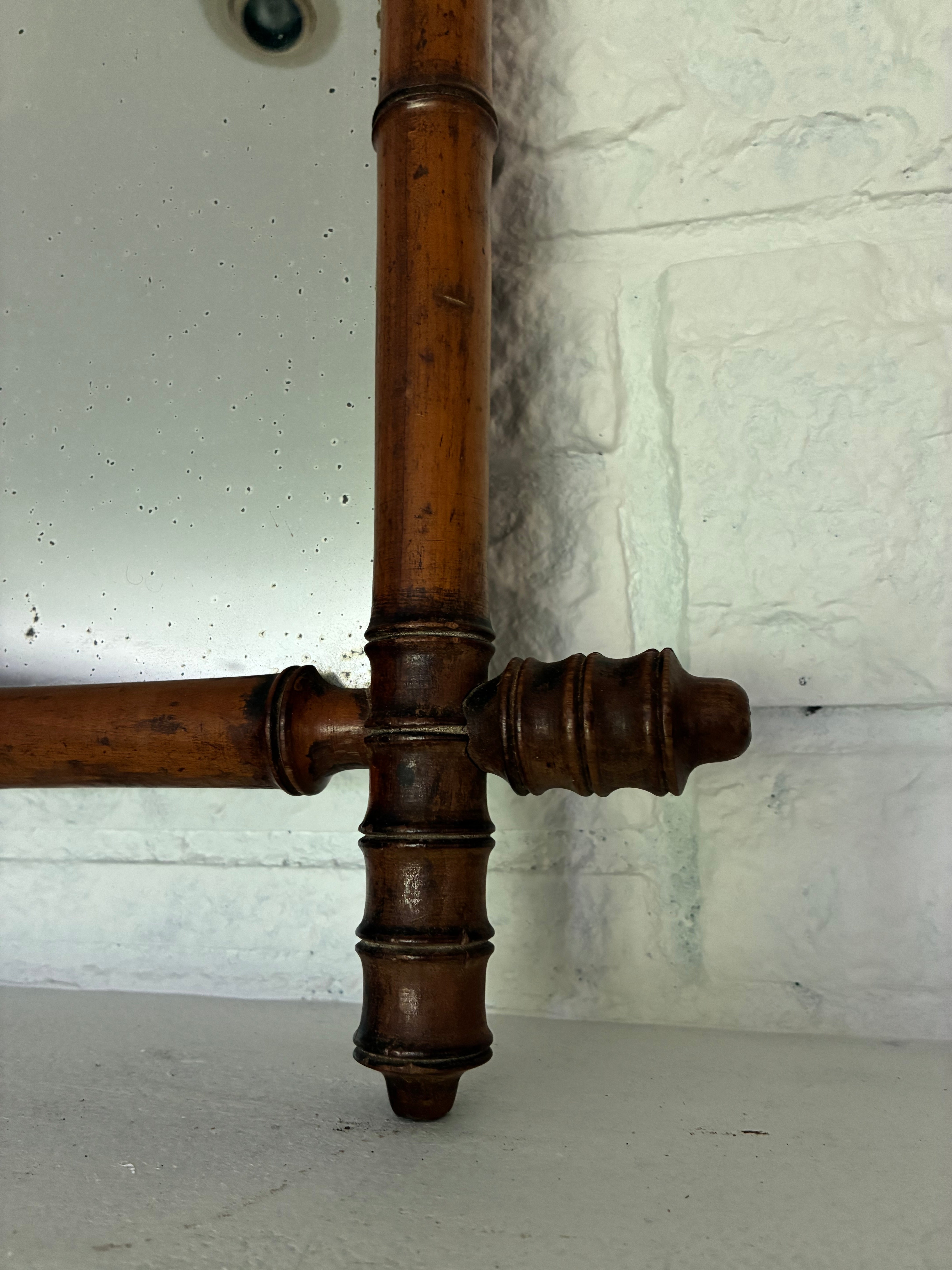 Antique French Faux-Bamboo Mirror with Original Chain, late 19th c.