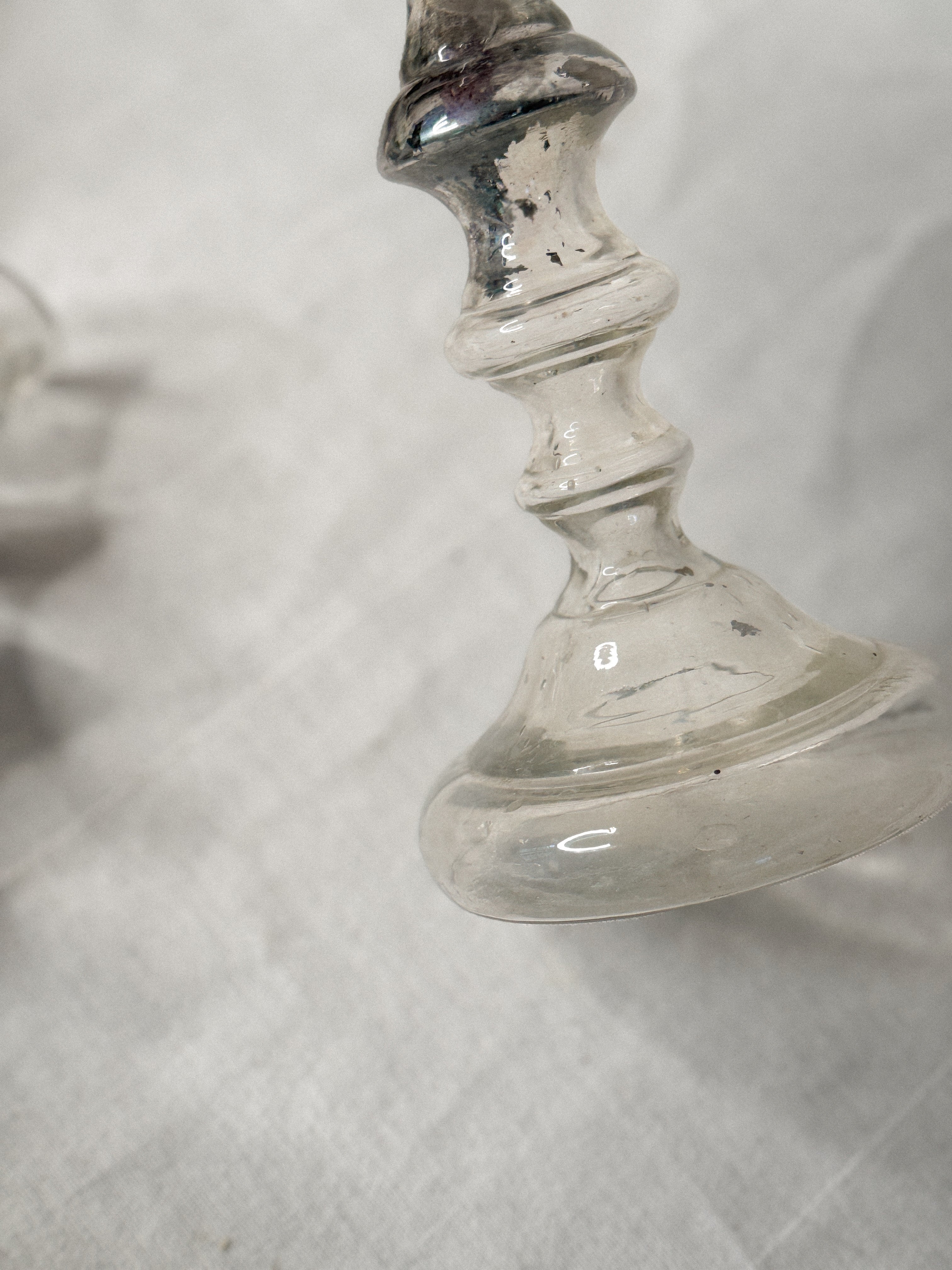 Antique Pair of French Mercury Glass Candlesticks, late 19th c.