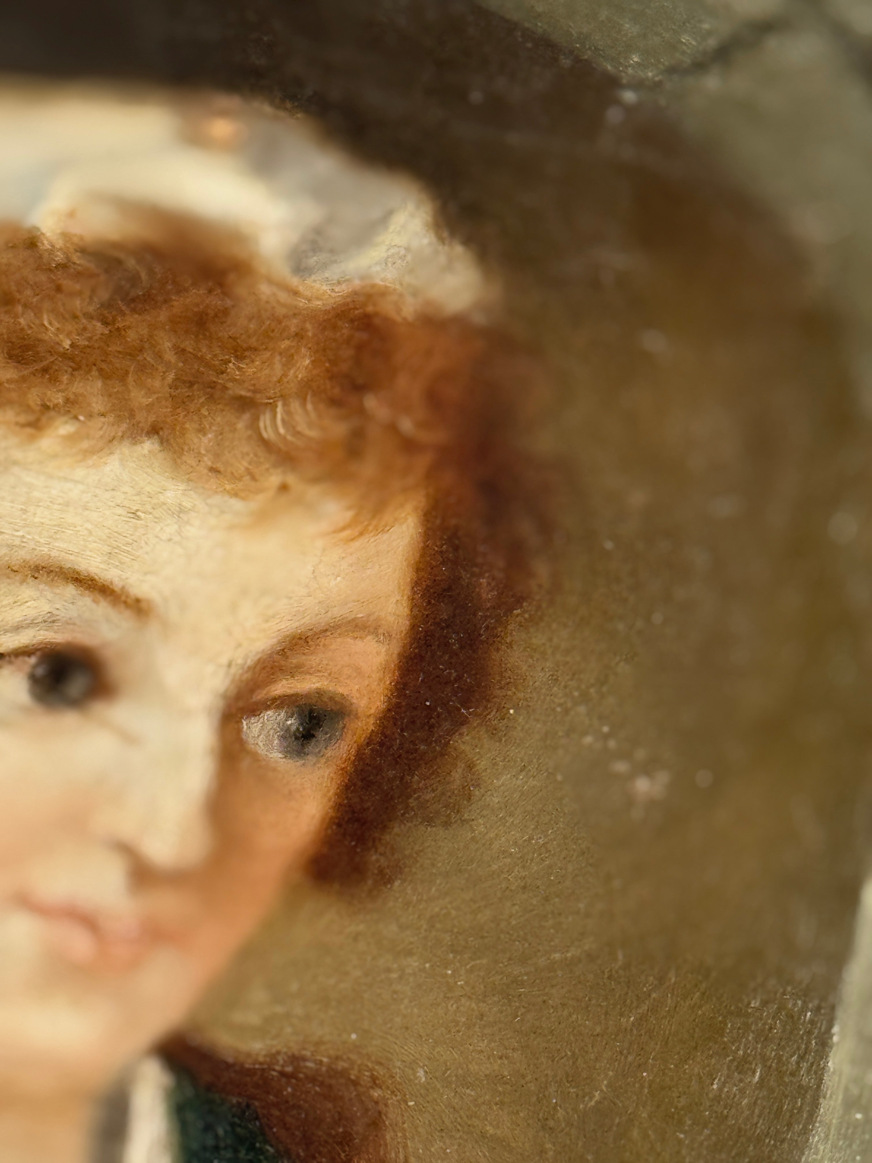 Antique French Portrait of a Young Woman in Bonnet, oil, late 18th / early 19th c.