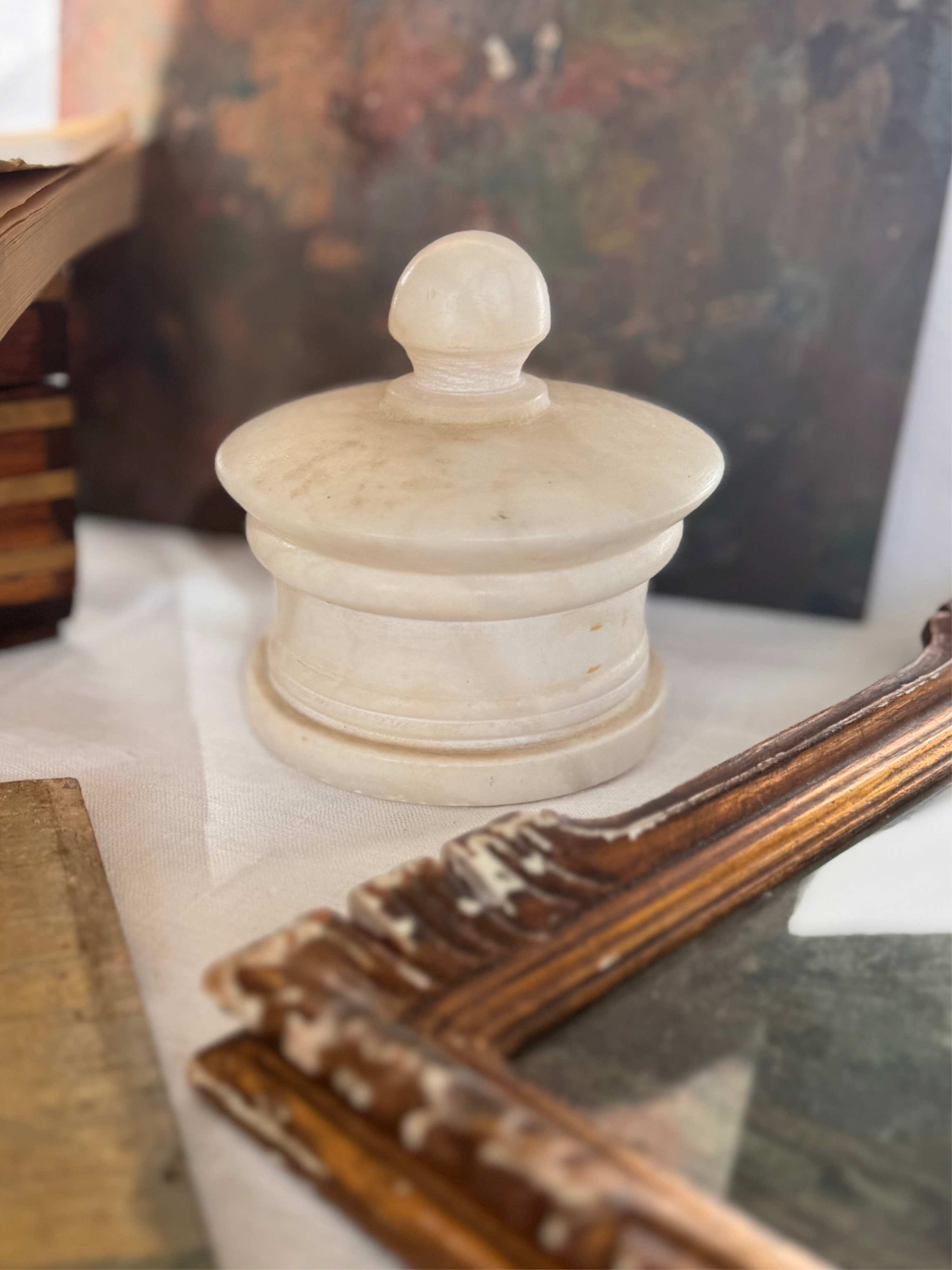 Antique Alabaster Storage Jar