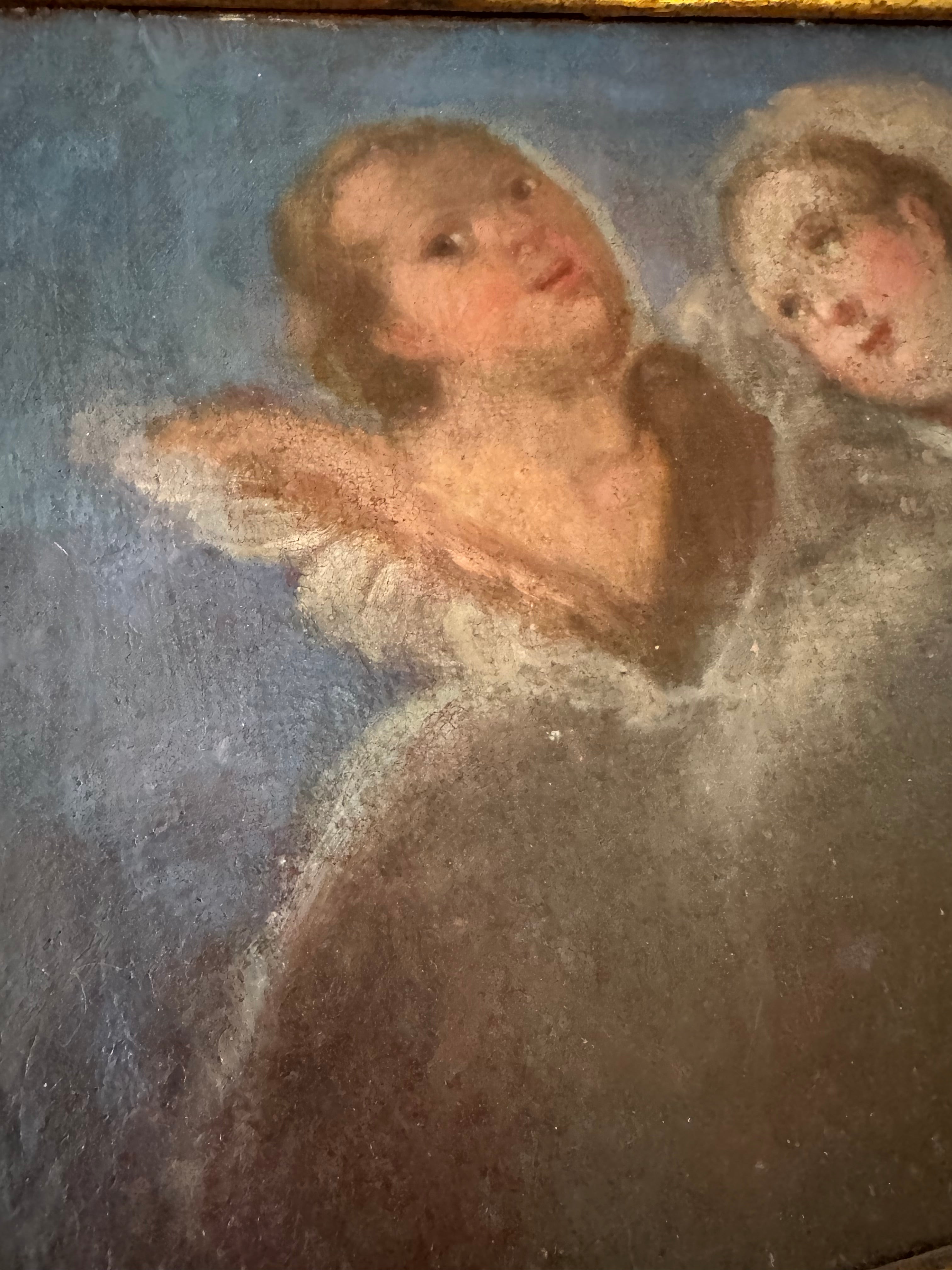 Two Cherubs — 18th-Century Oil on Panel