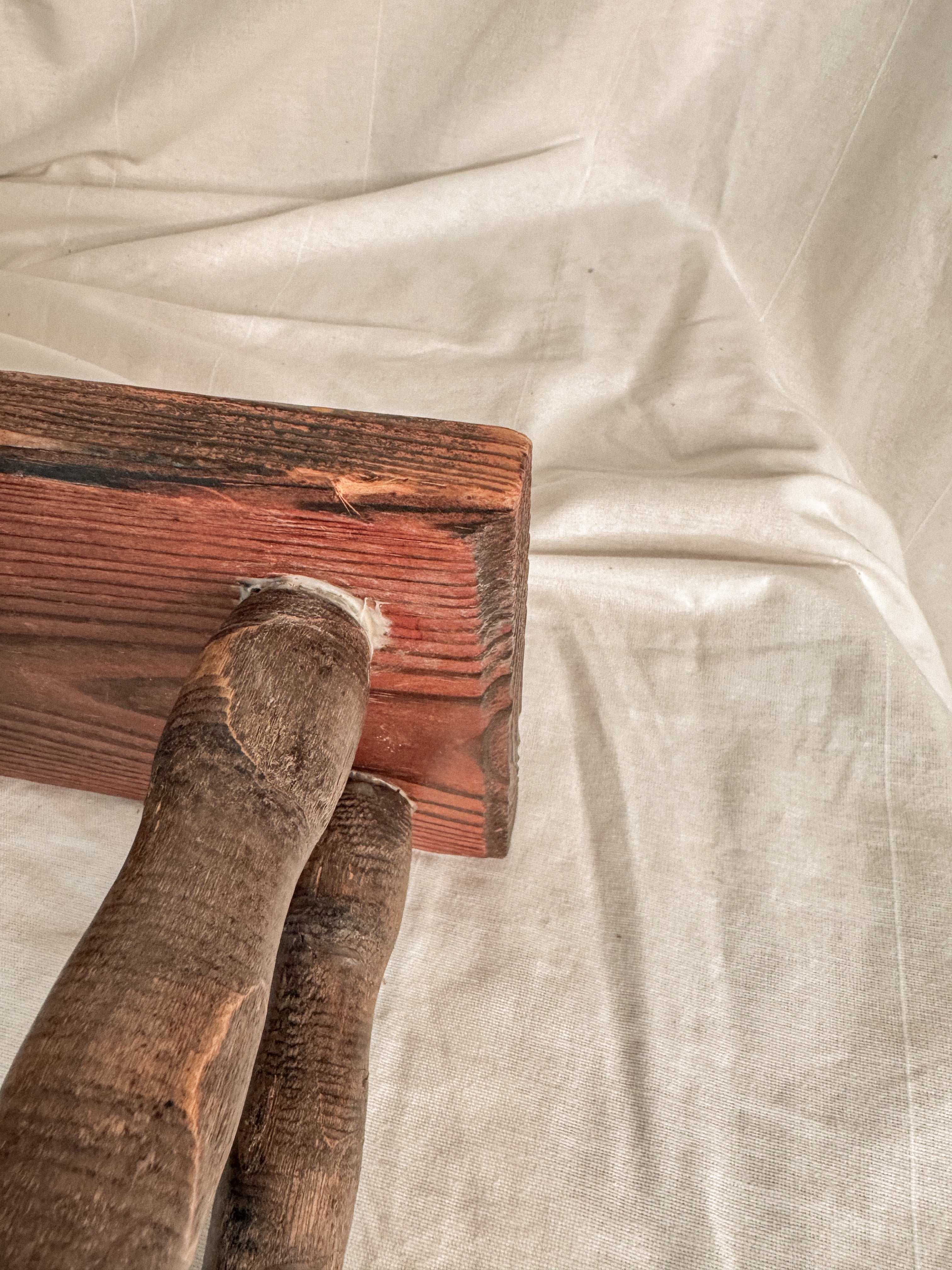 Vintage bobbin leg footstool