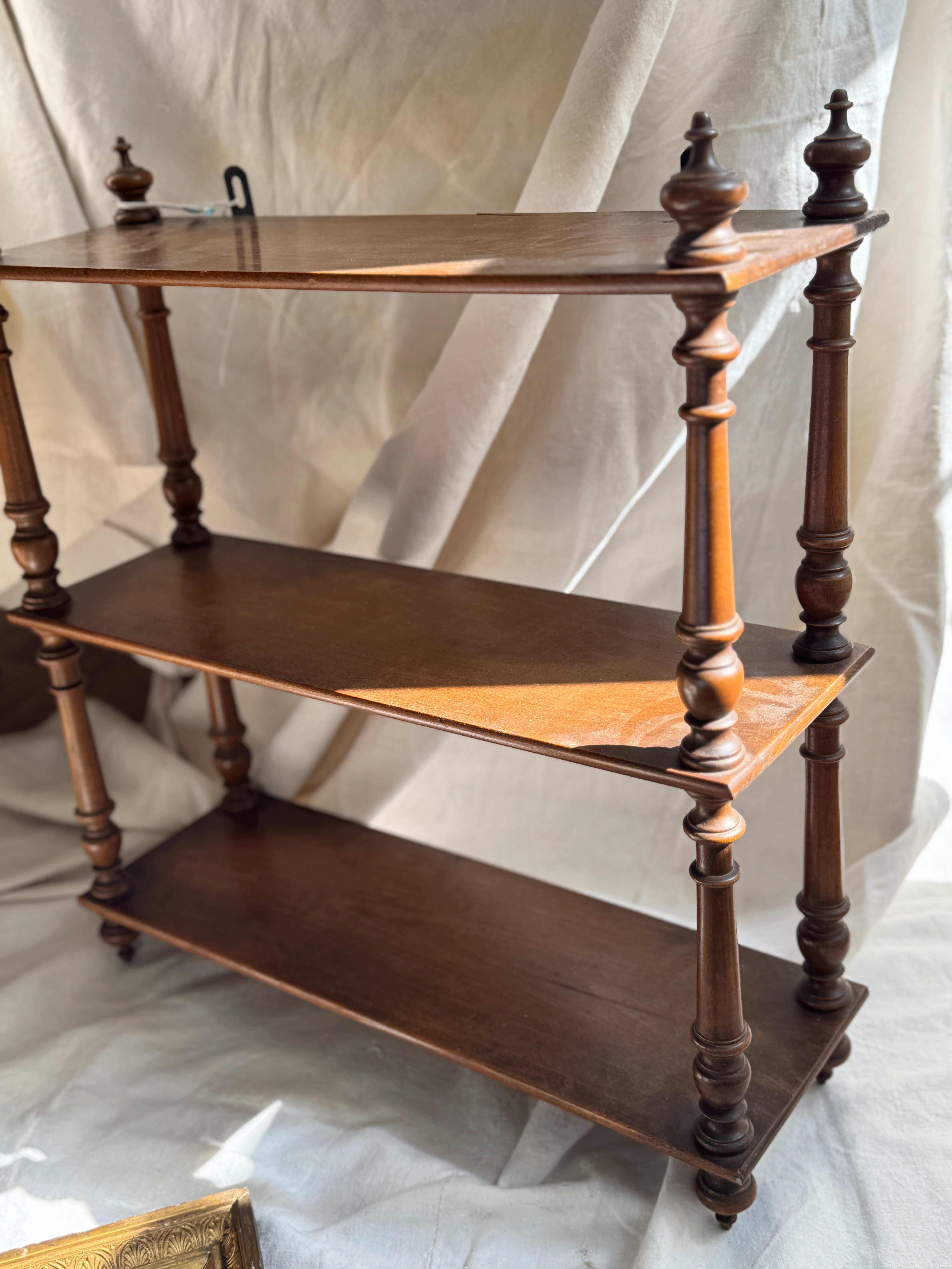 French Turned-Wood Bobbin Shelf