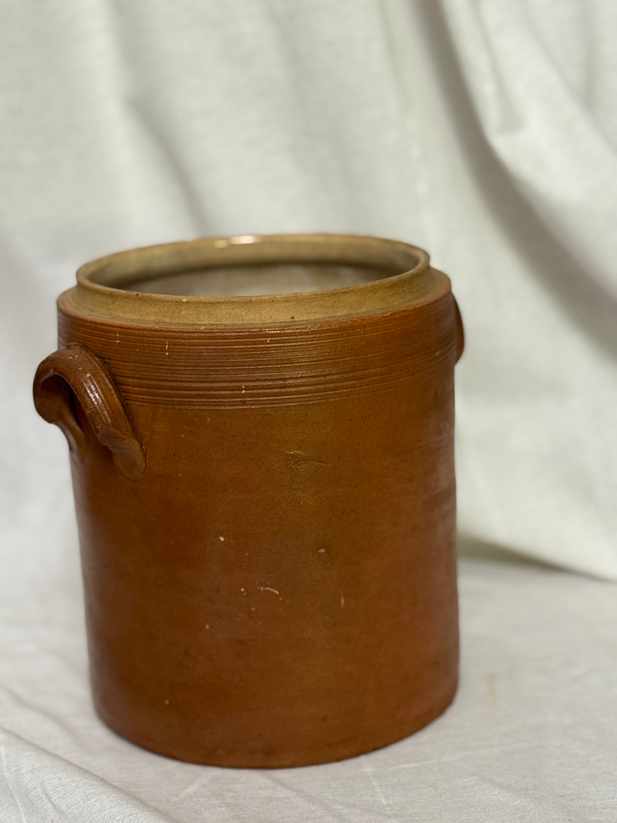 Antique French Confit Pot with Ear Handles, Large