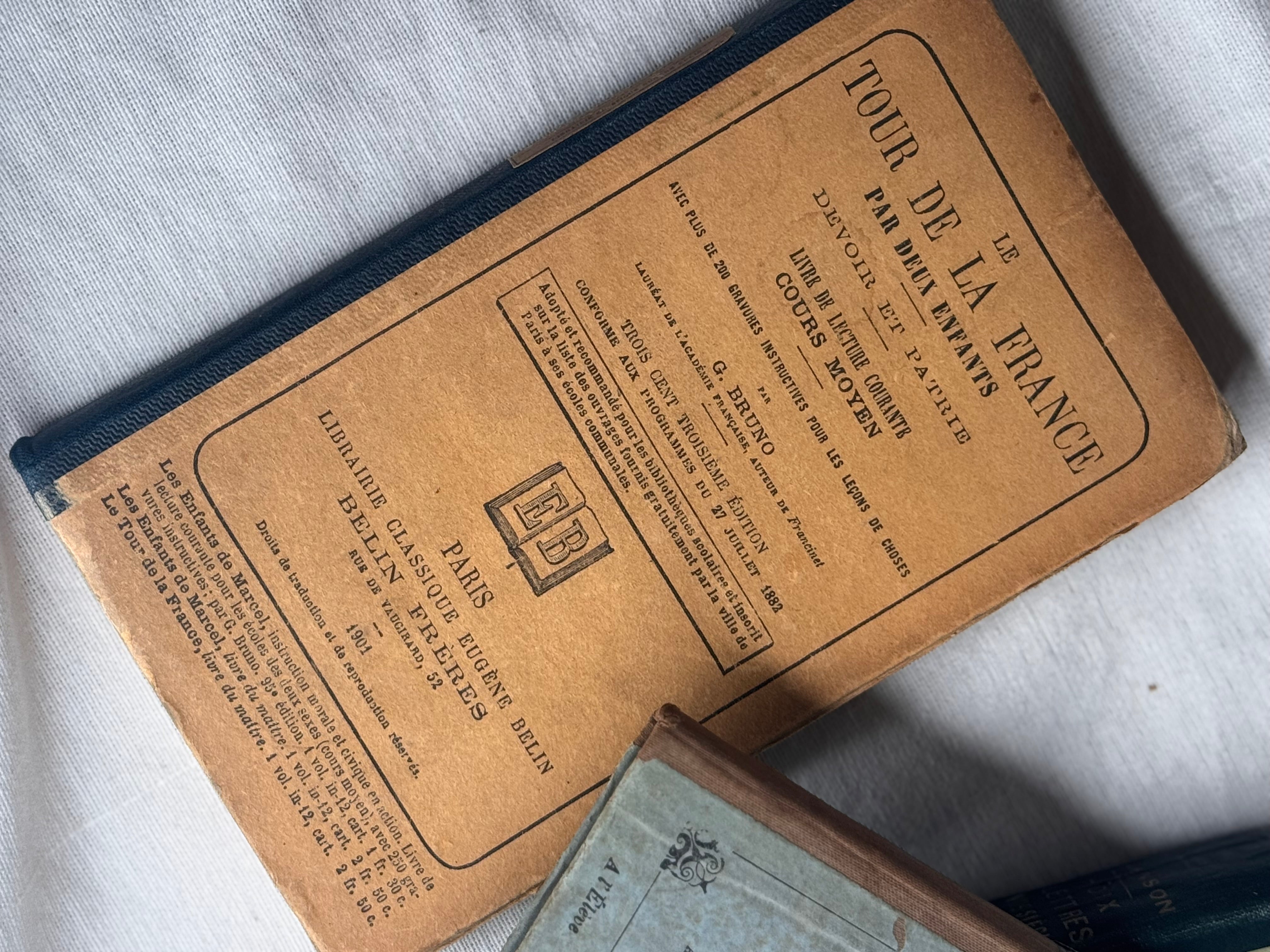 Set of Three Tonal Antique French Educational Books