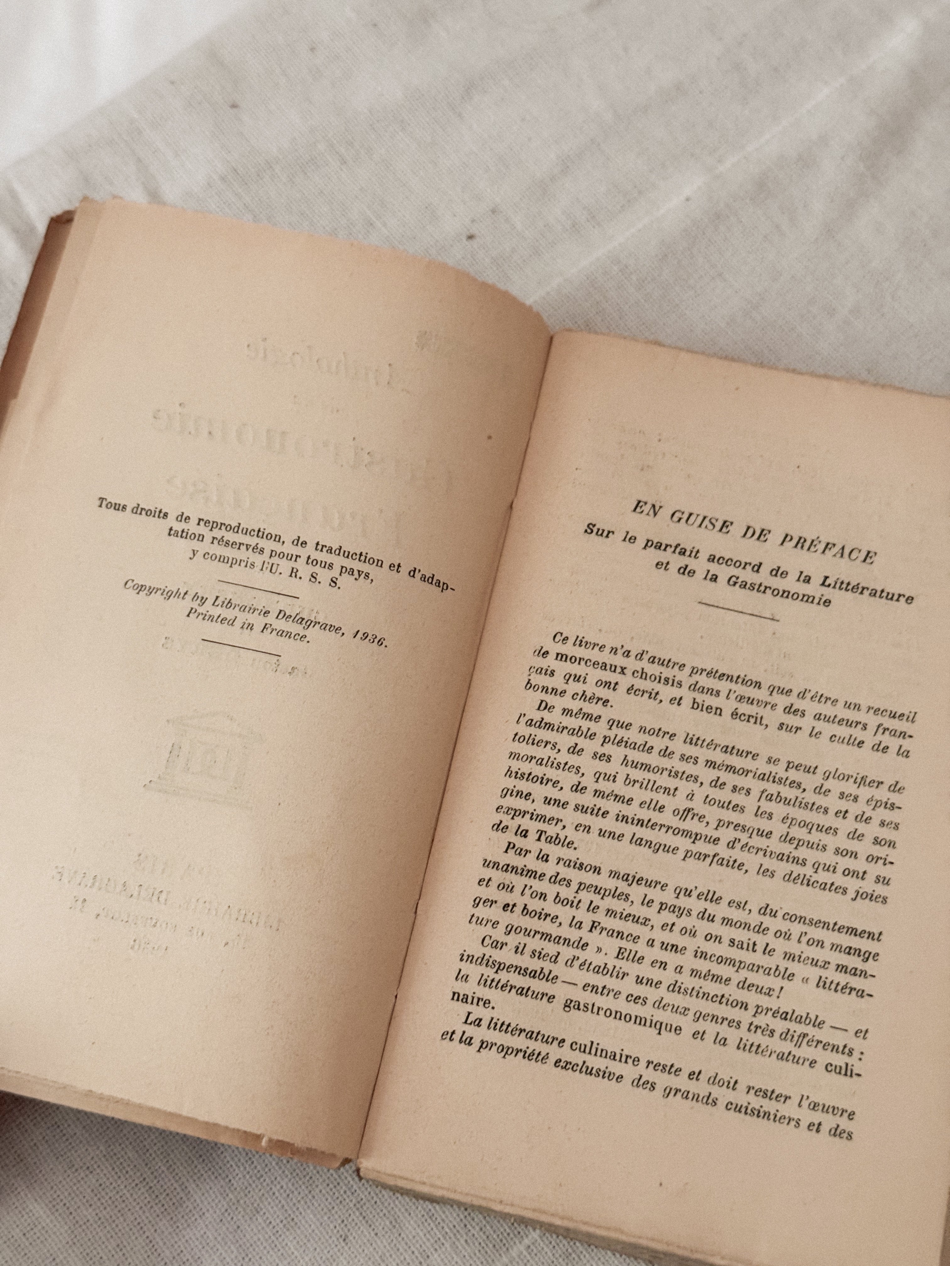 Anthologie de la Gastronomie Française, 1936
