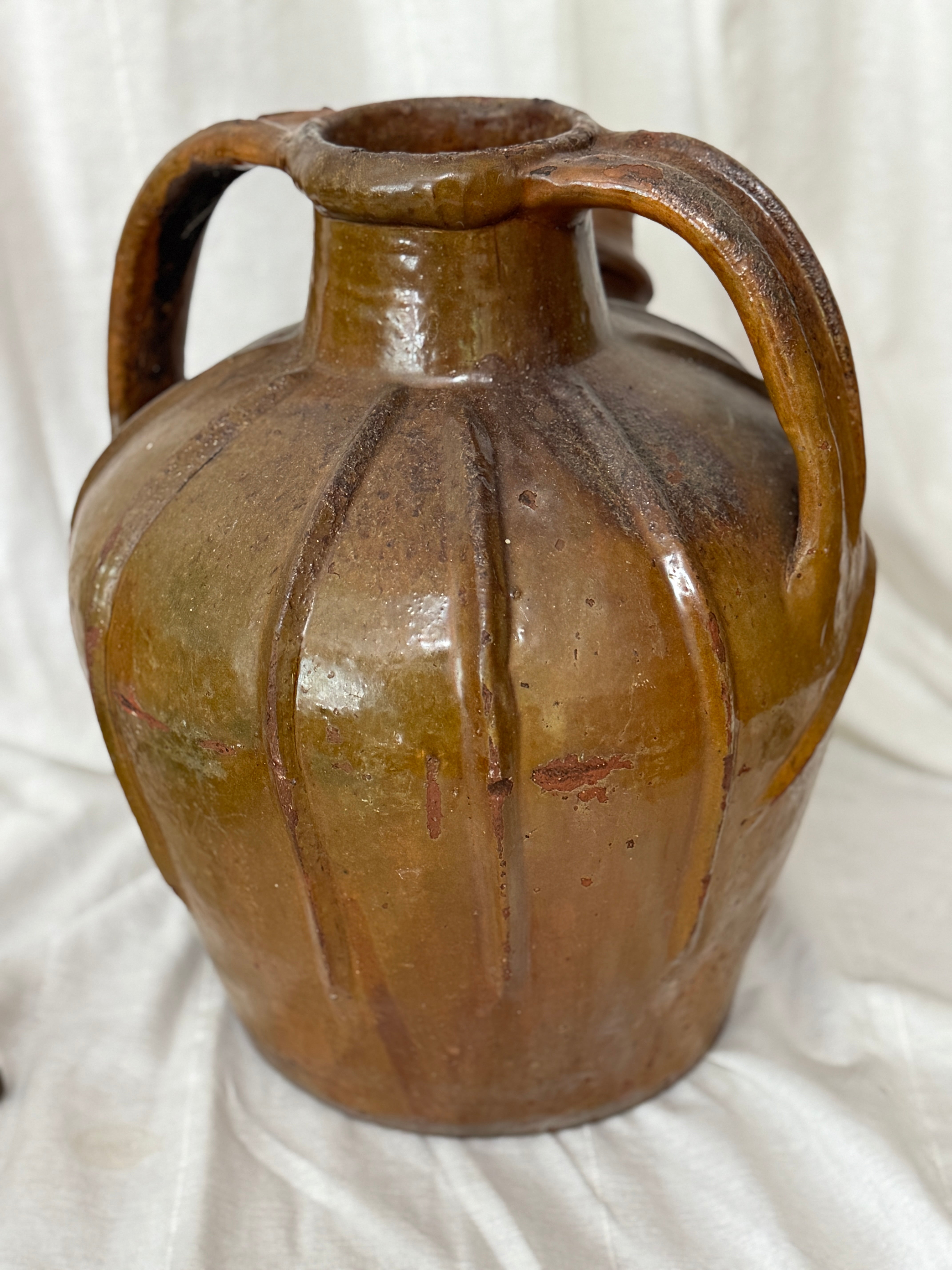 Antique French Walnut Oil Jug, Mélard à Bec, Two Handles