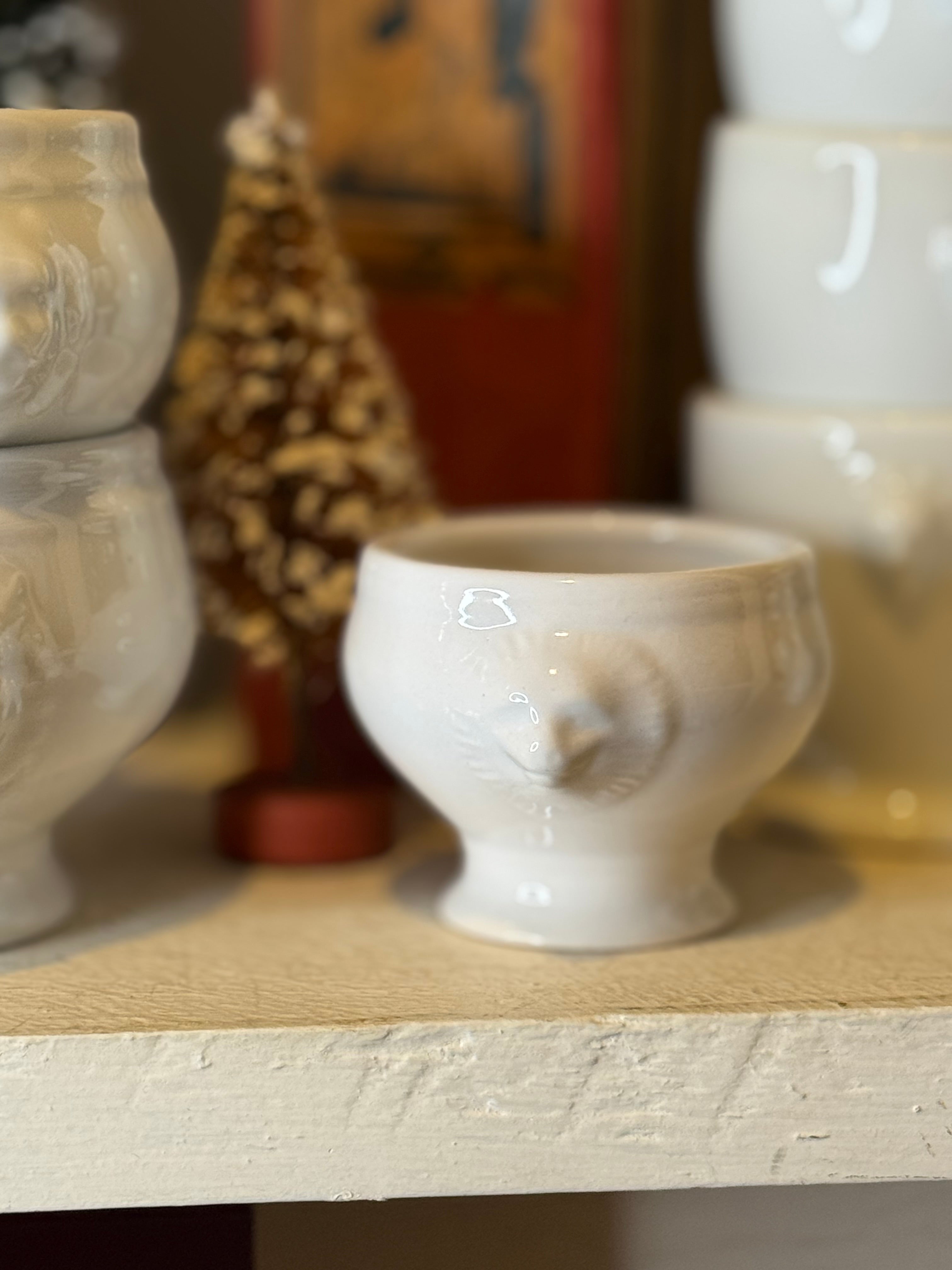 Vintage French Ironstone Mustard Pot