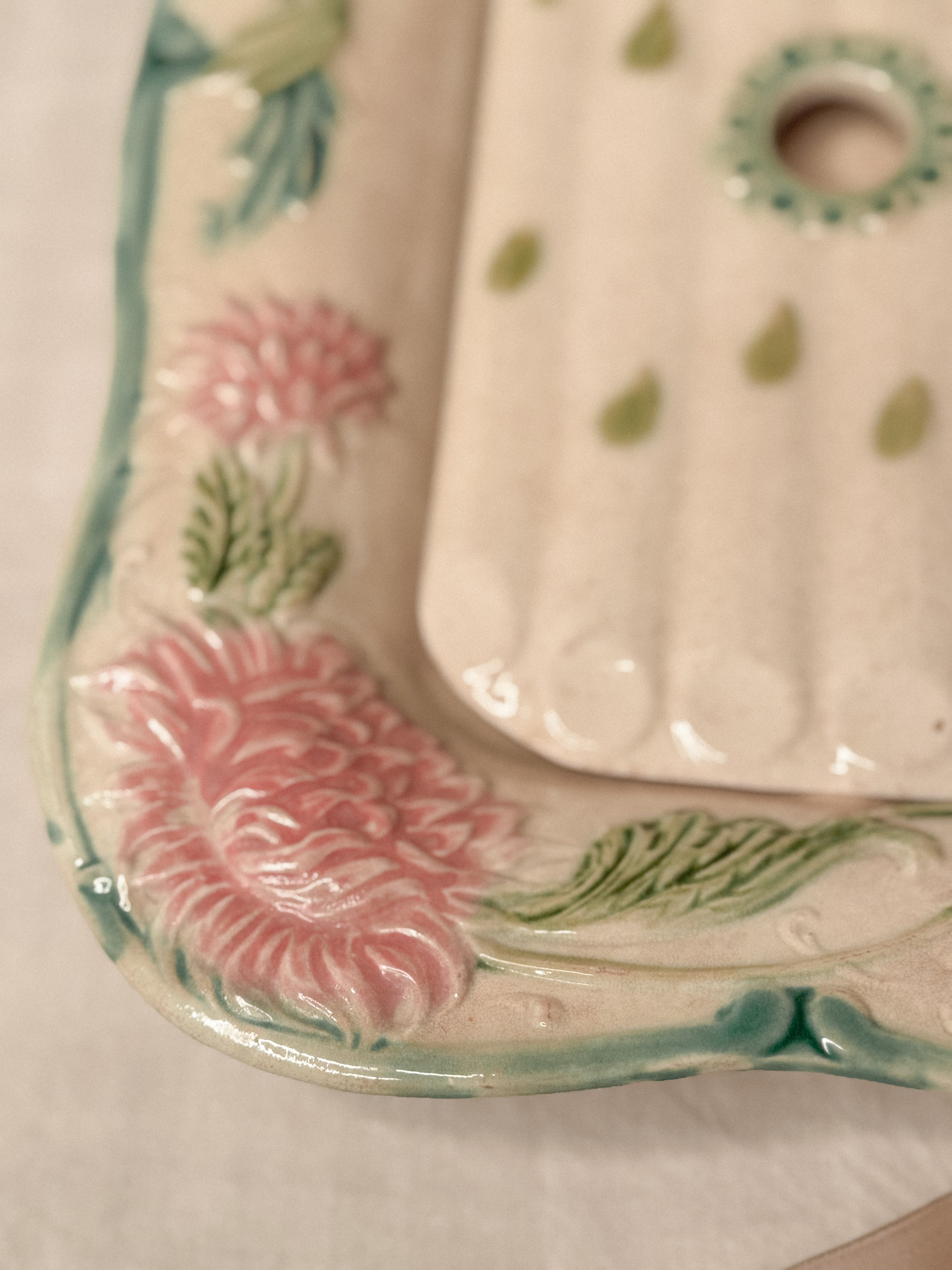 Antique French Majolica Asparagus Dish