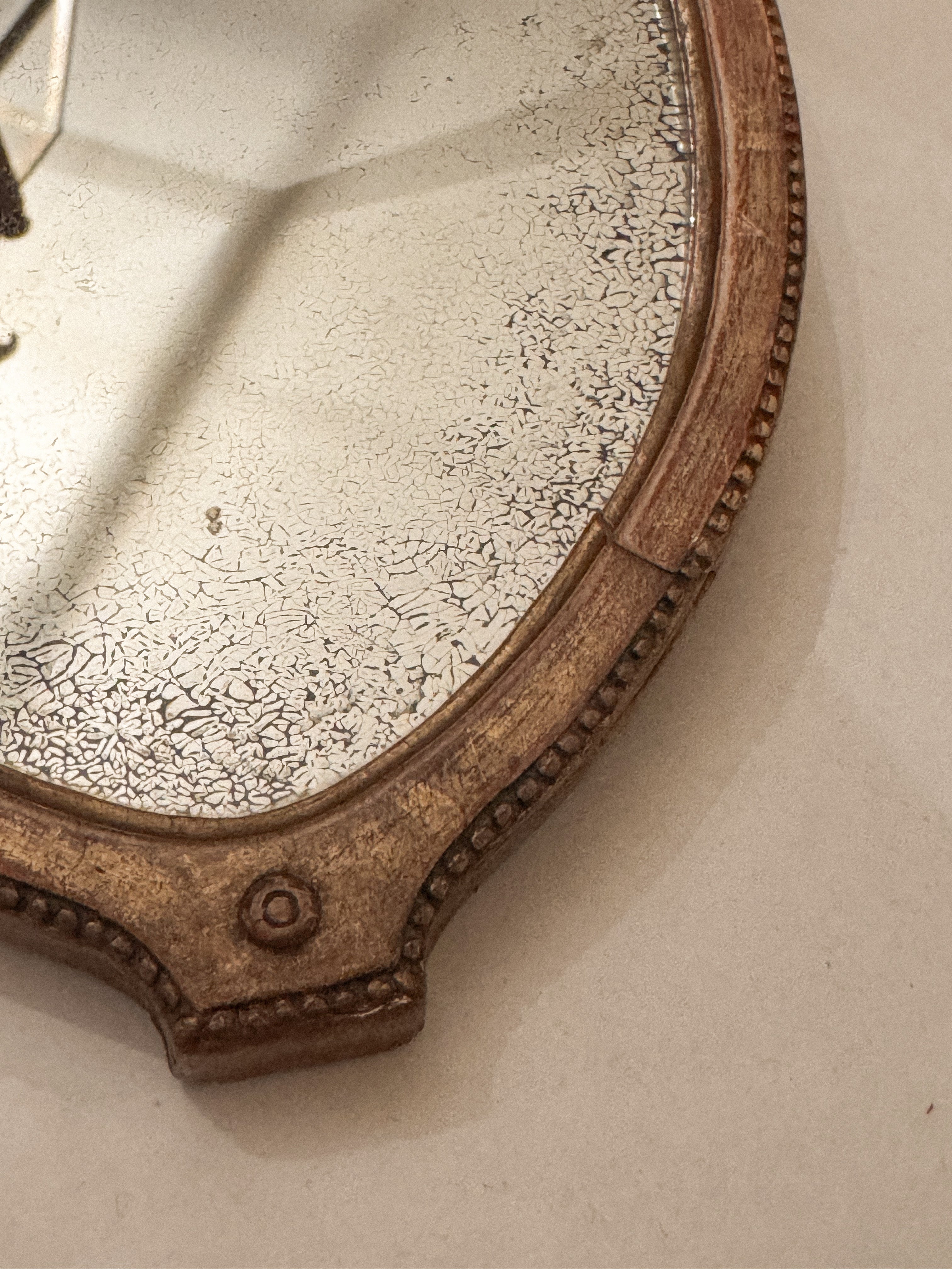 Antique Louis XVI-Style Shield Mirror with Mercury Glass