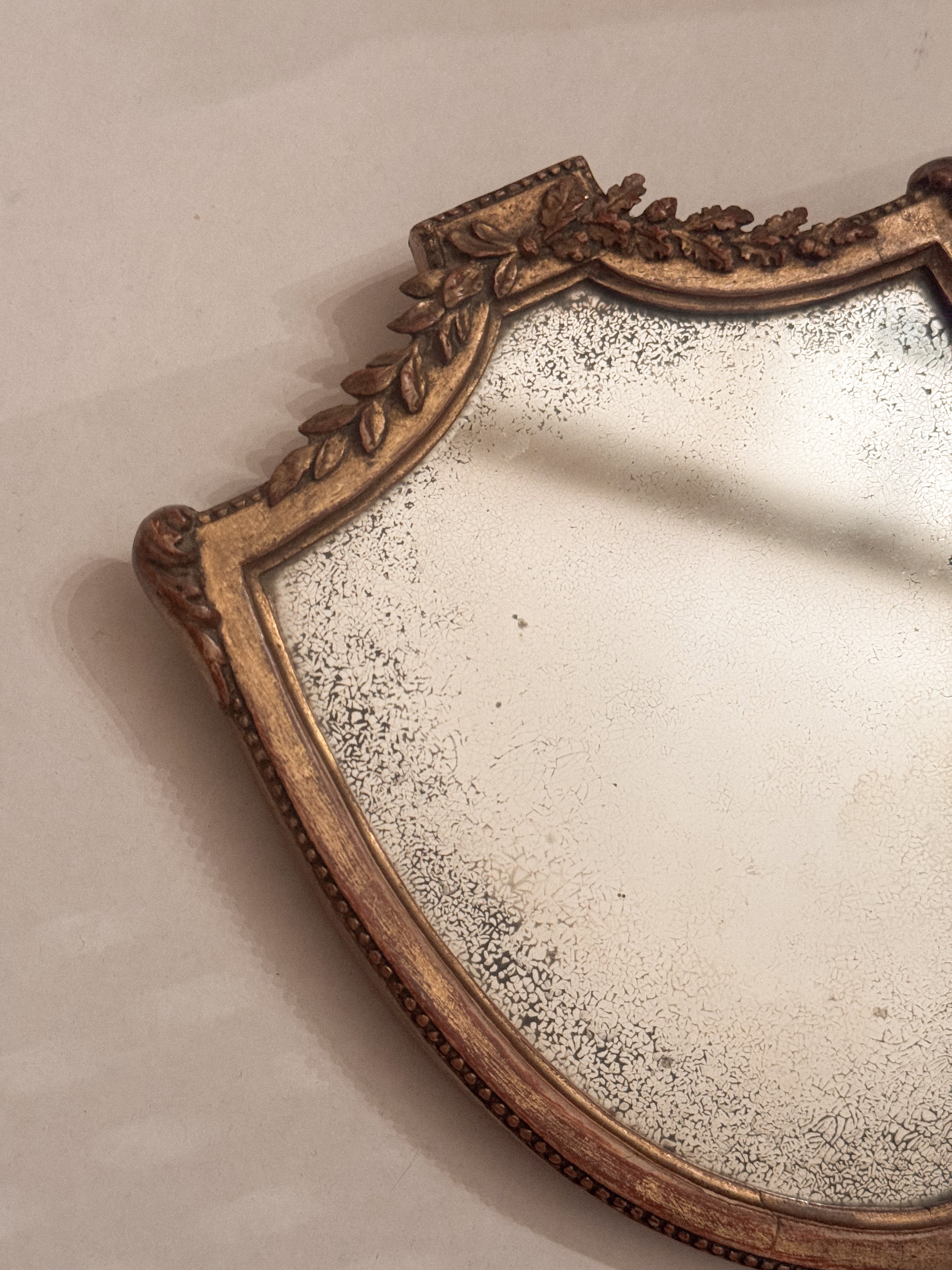 Antique Louis XVI-Style Shield Mirror with Mercury Glass