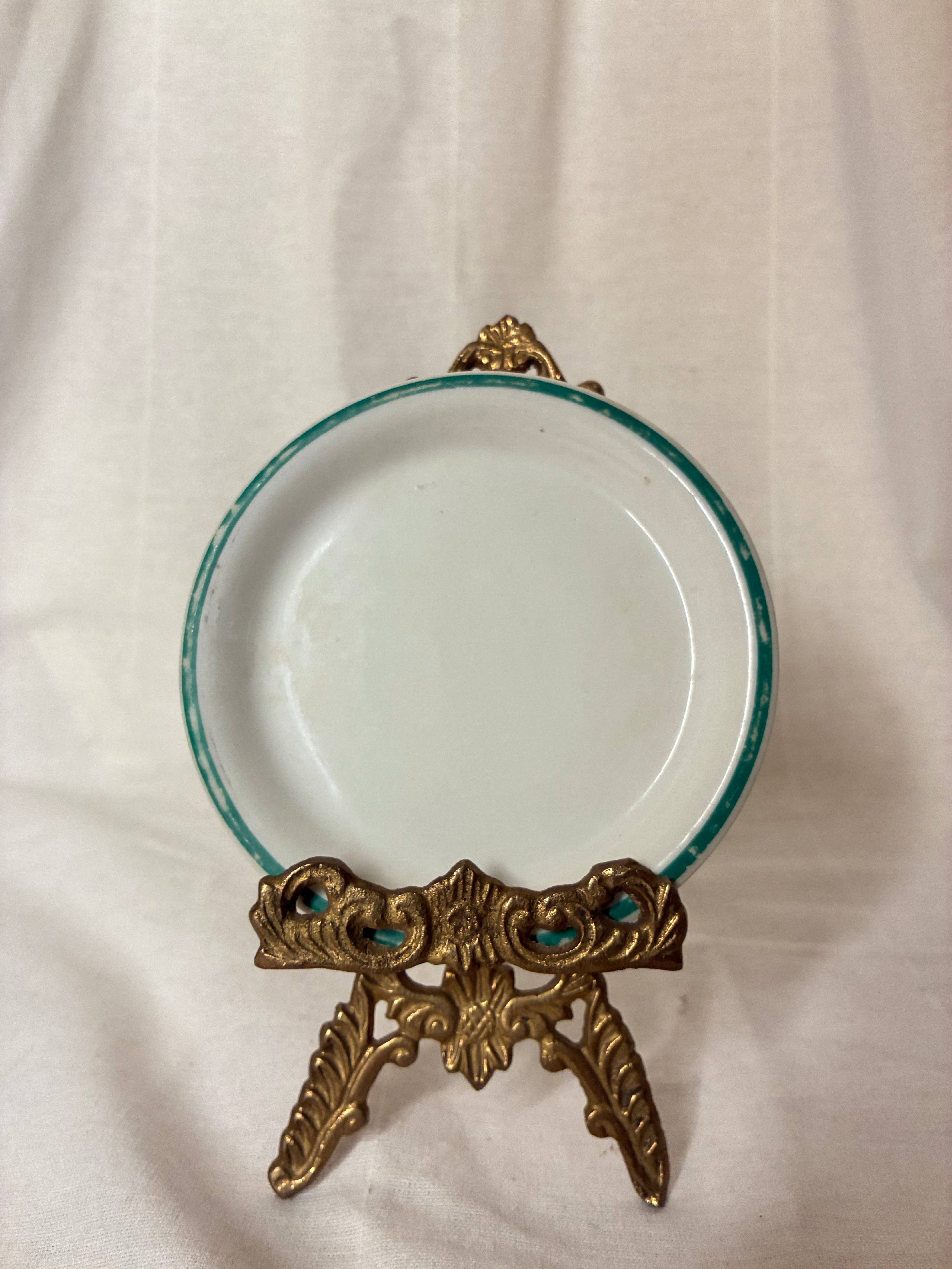 Antique Limoges Bistro Plate / Absinthe Coaster