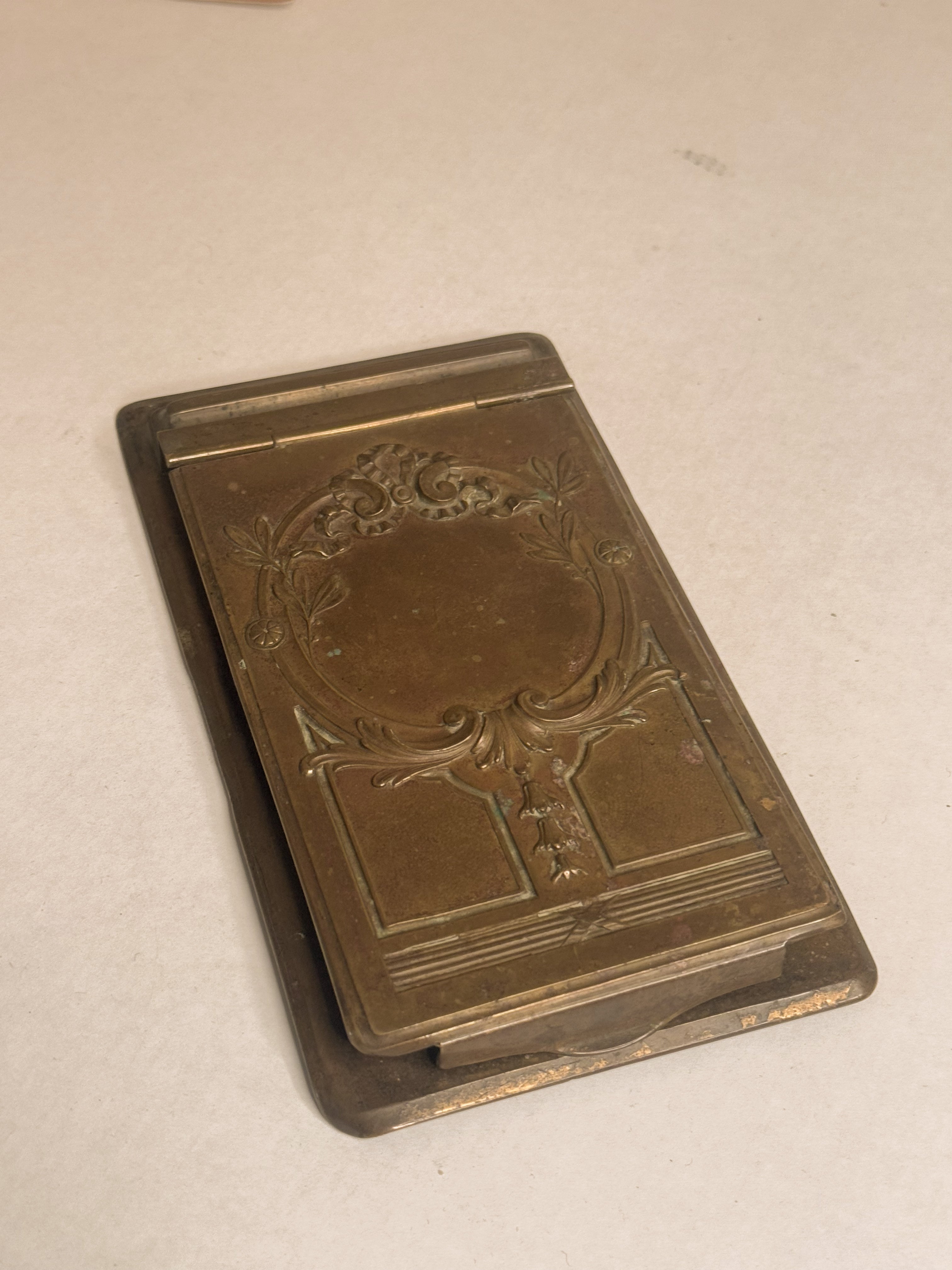 antique brass notepad case