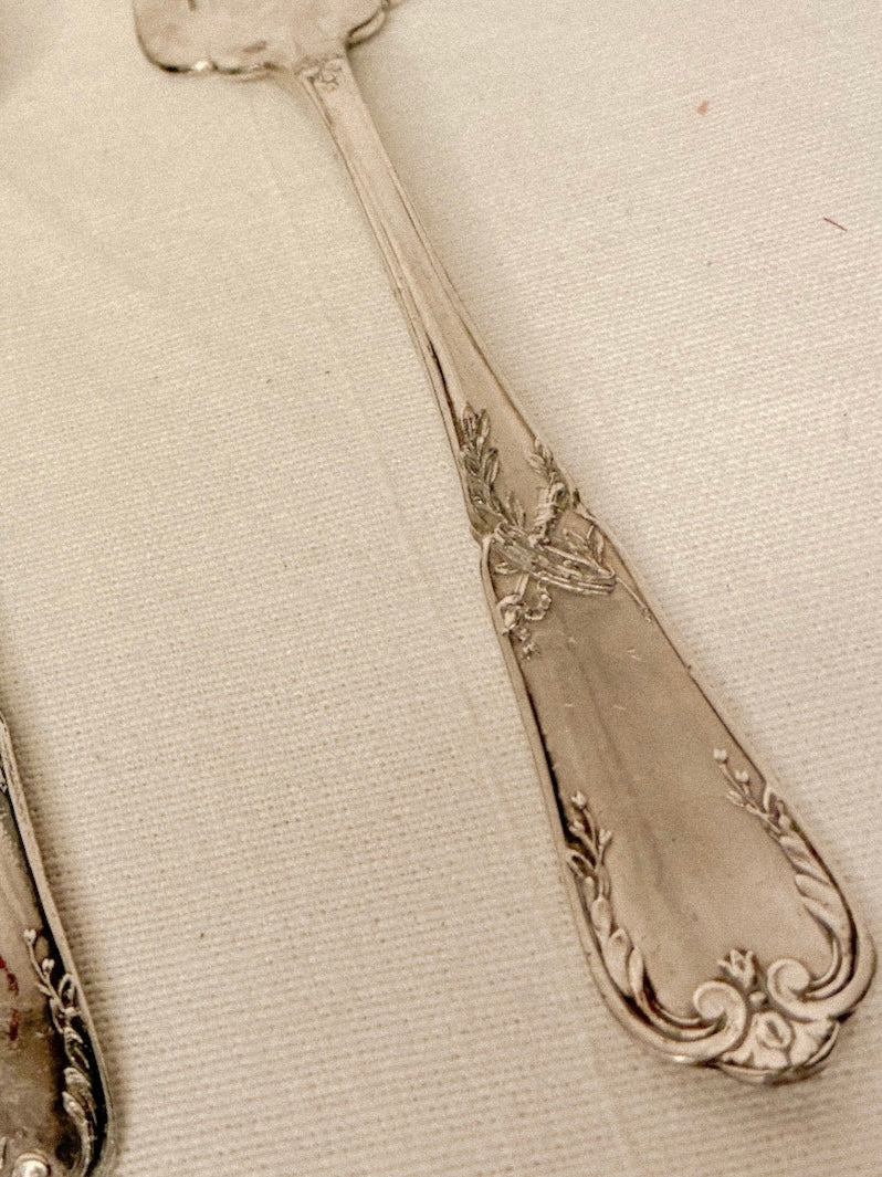 Set of Two French Silverplate Serving Forks
