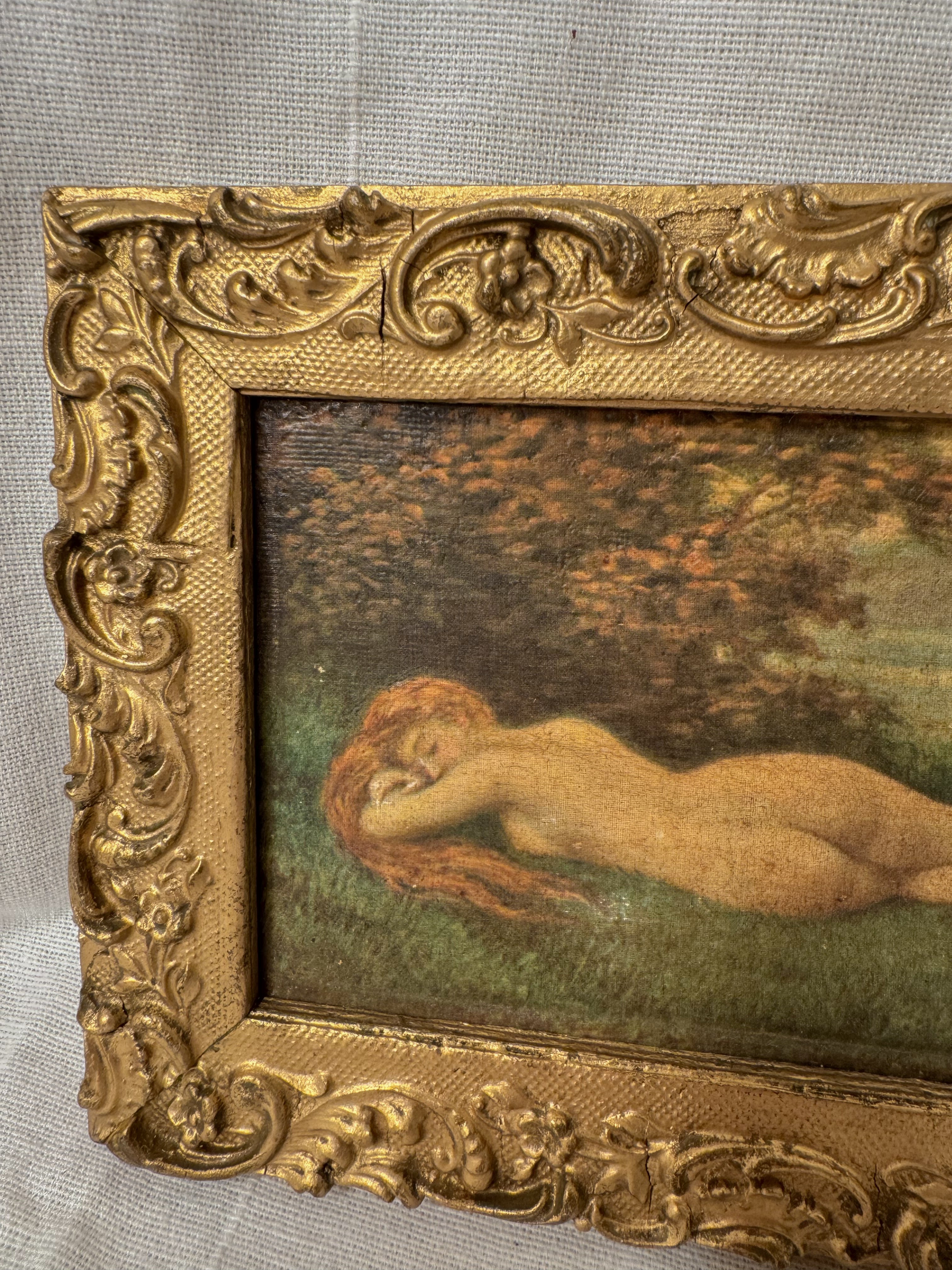 Antique Framed Art Postcard, “The Sleep of the Nymph”