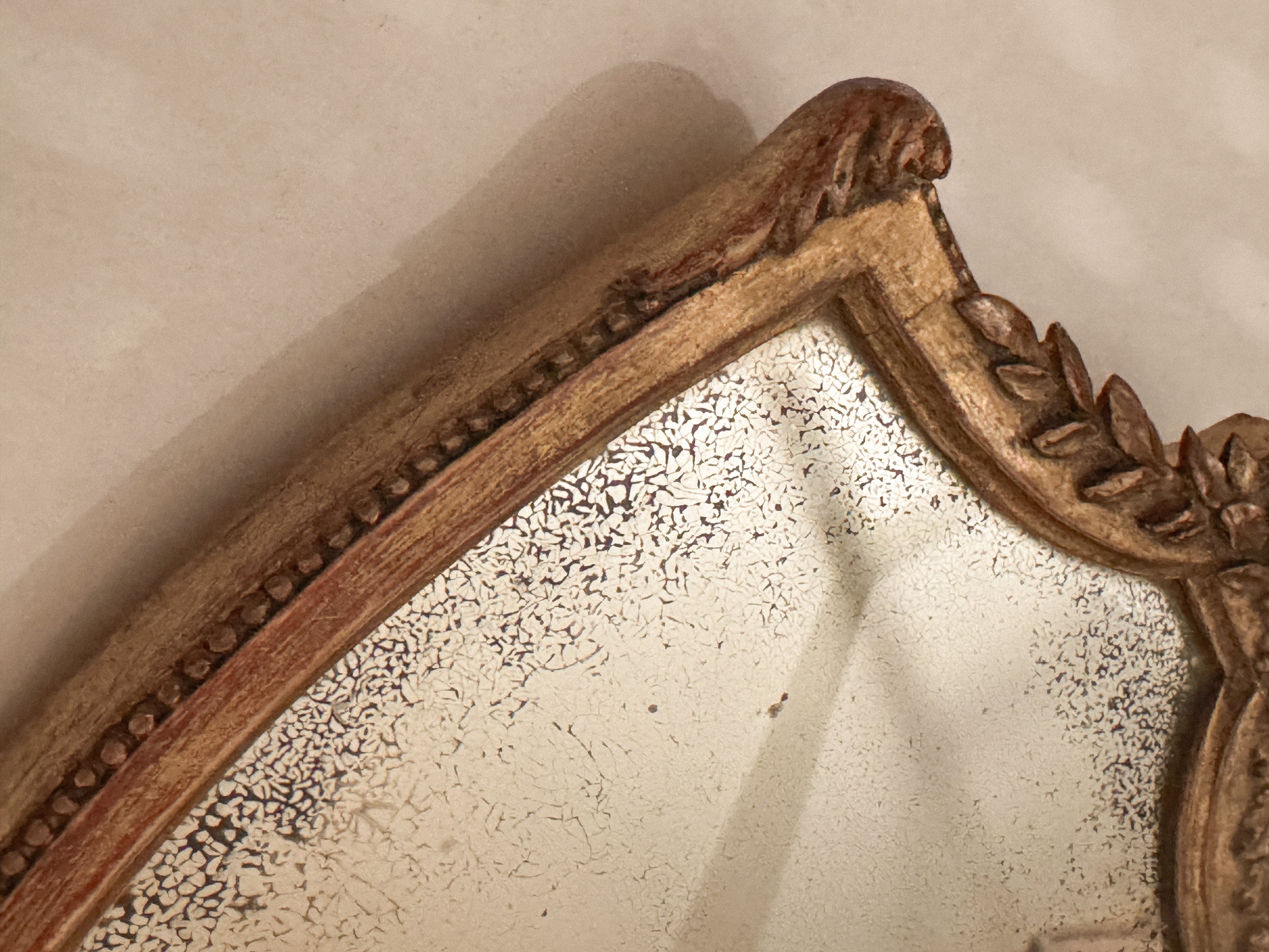 Antique Louis XVI-Style Shield Mirror with Mercury Glass