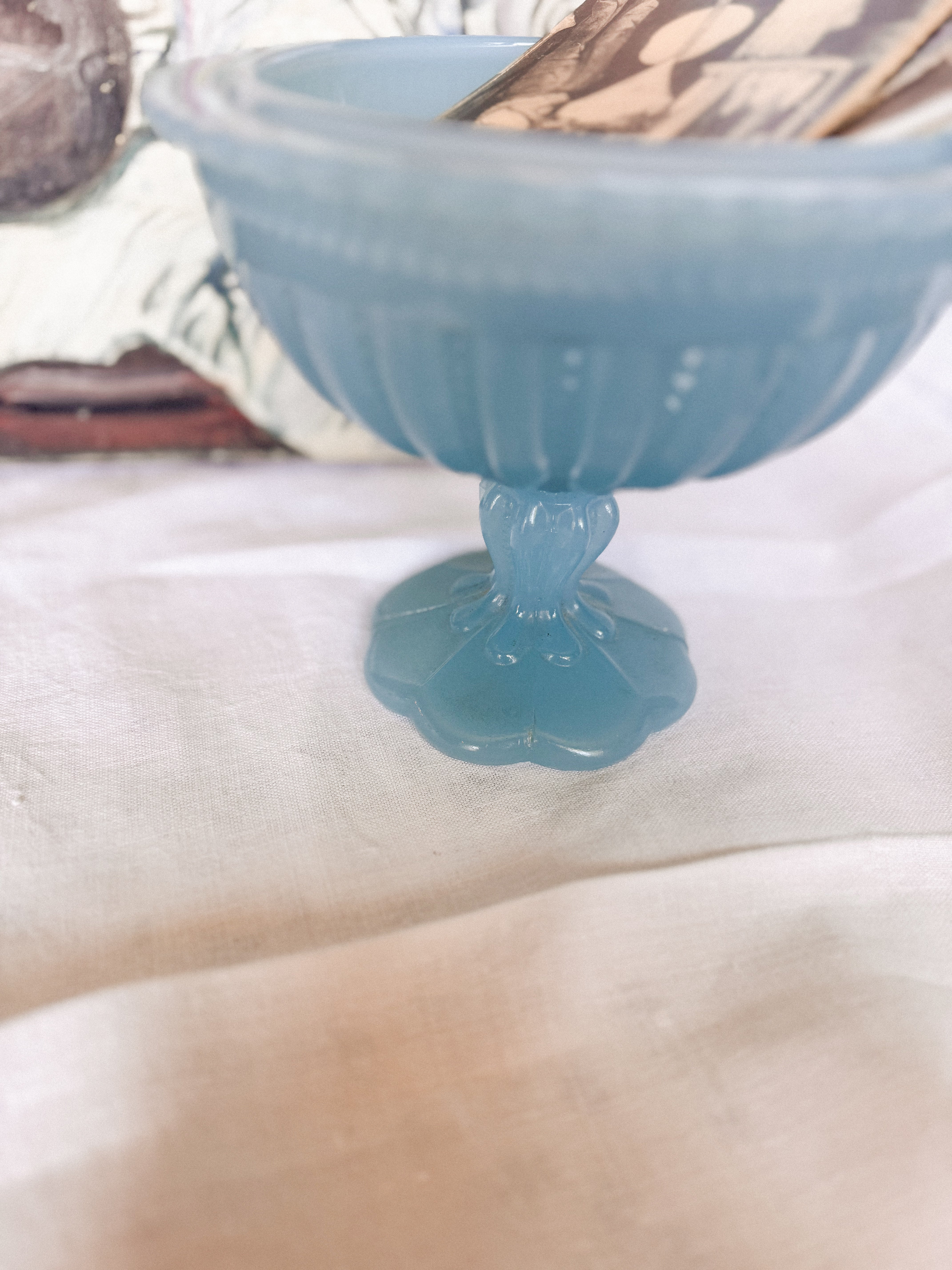 Antique pressed opaline glass compote