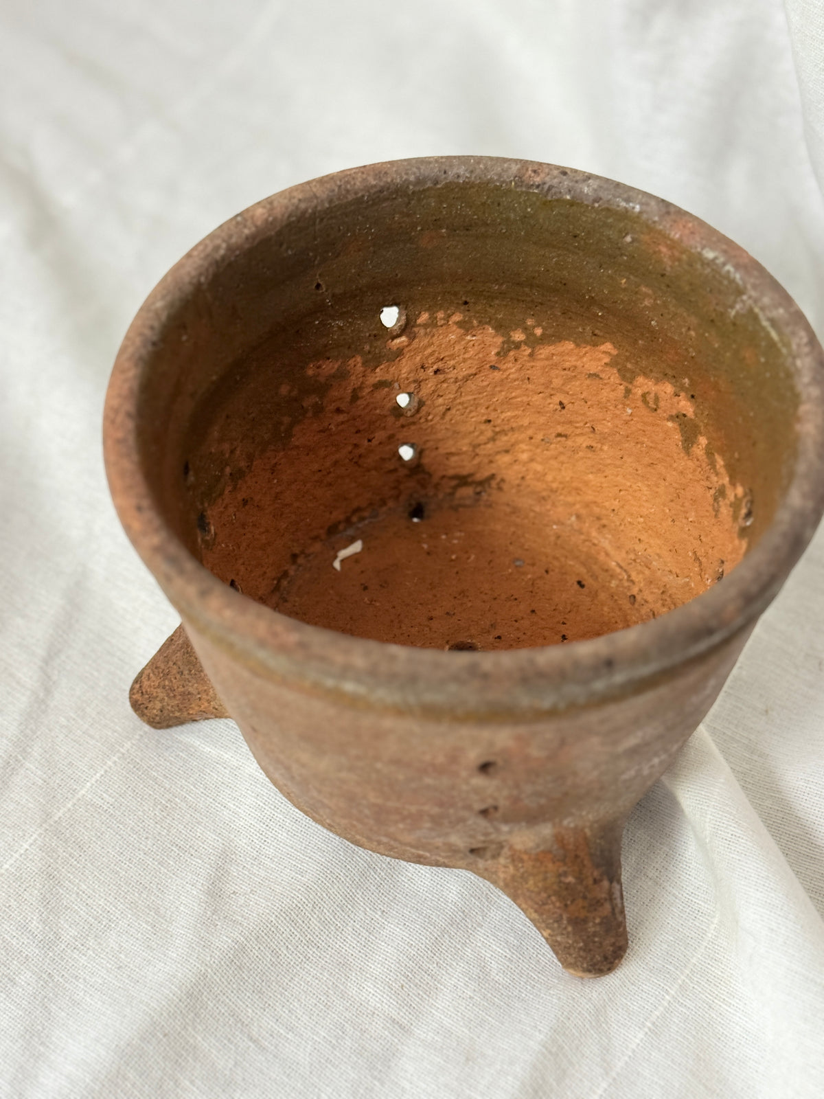 Antique French Terracotta Faisselle on Legs