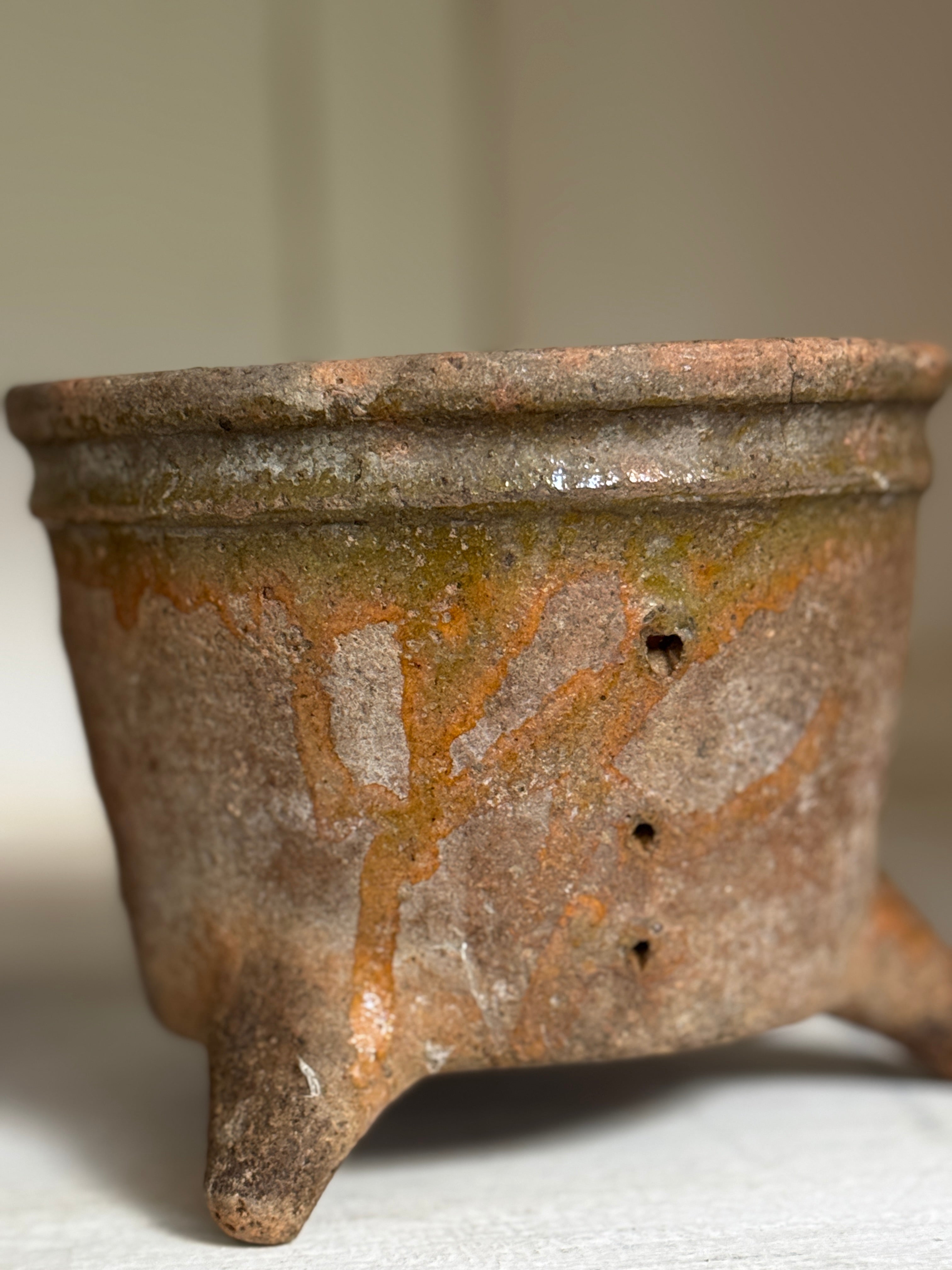 Antique French Terracotta Faisselle on Legs