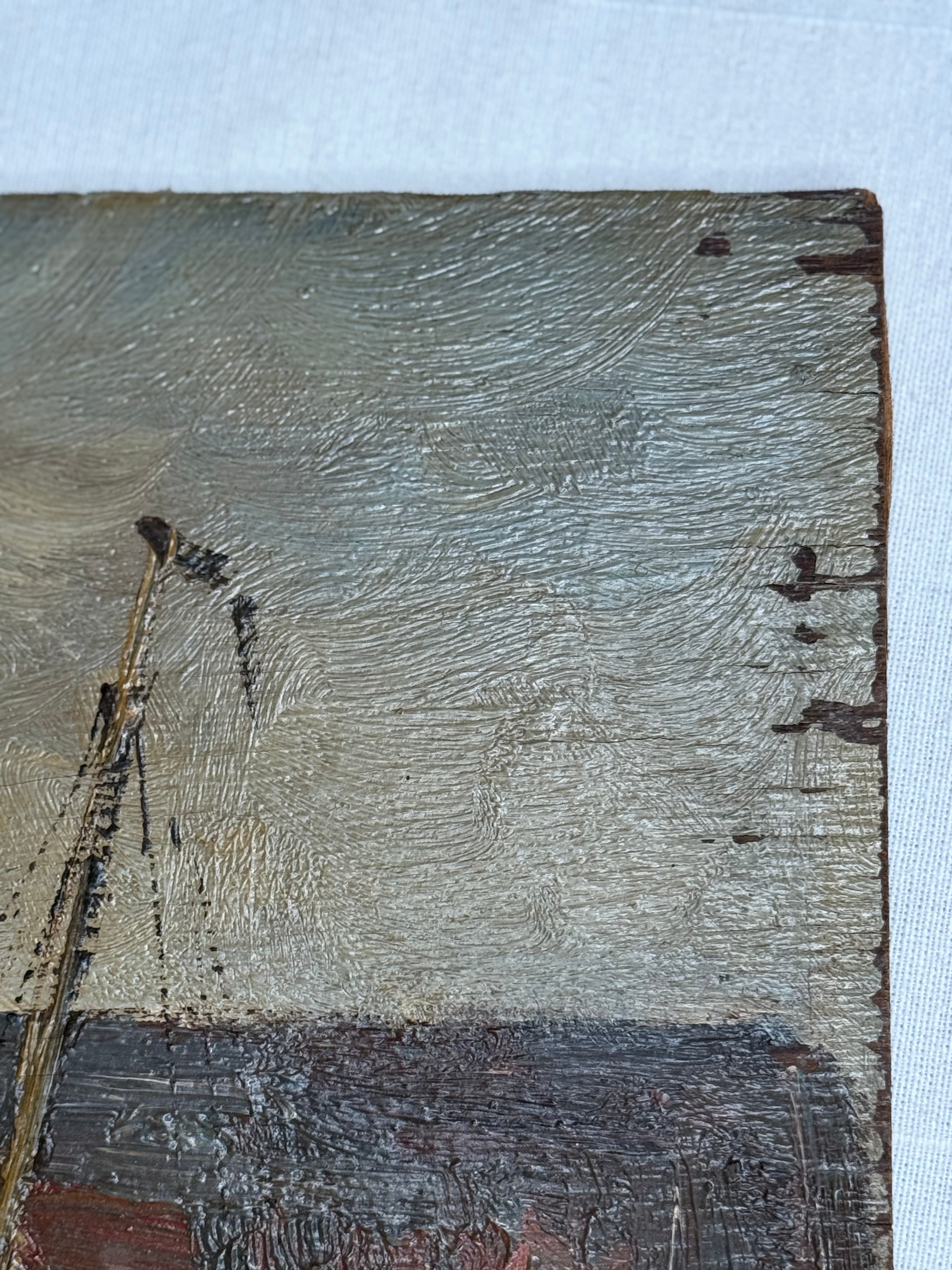 Port au moulin, oil on board